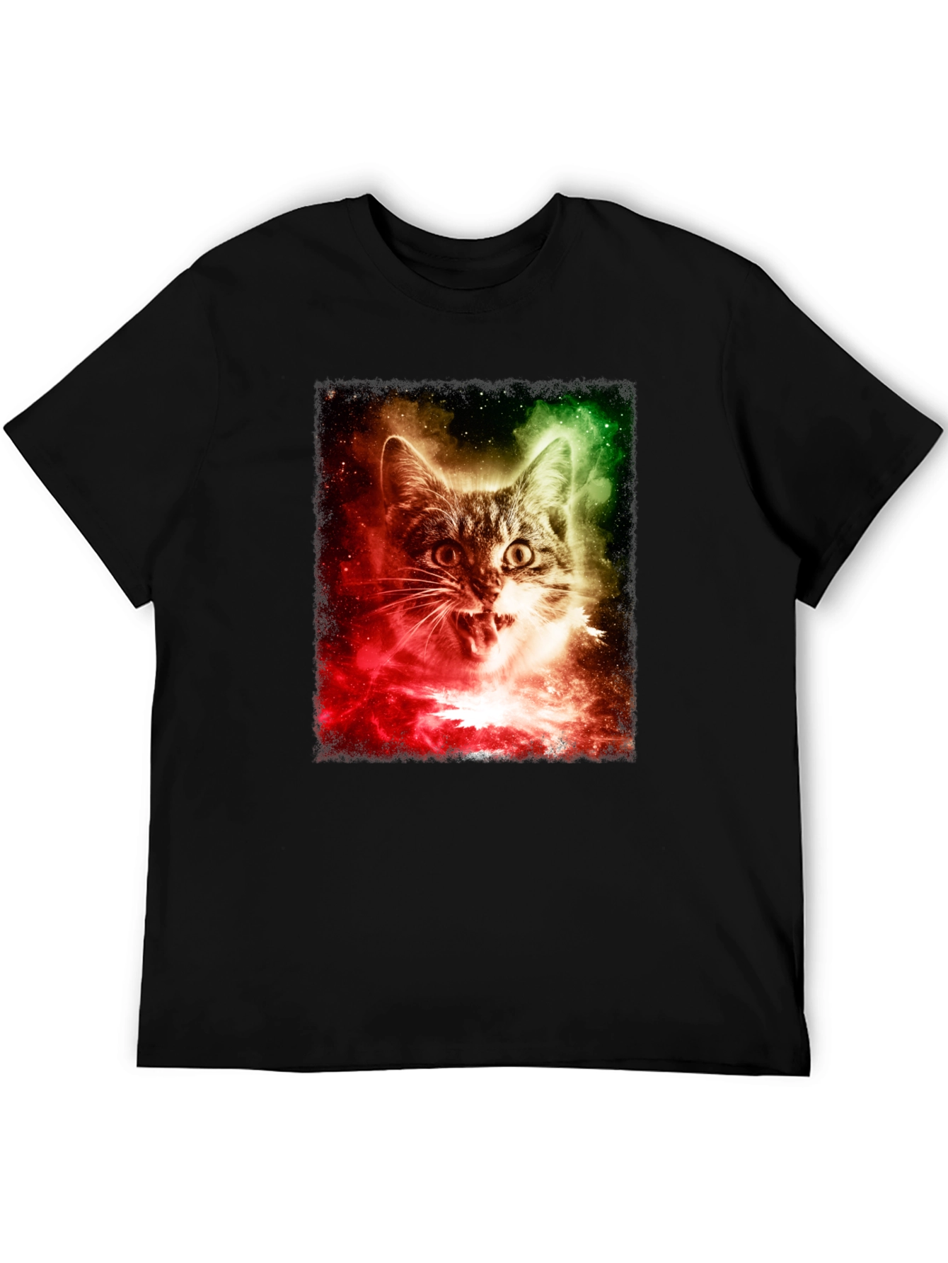 Galaxy Cat Graphic T-Shirt - Black
