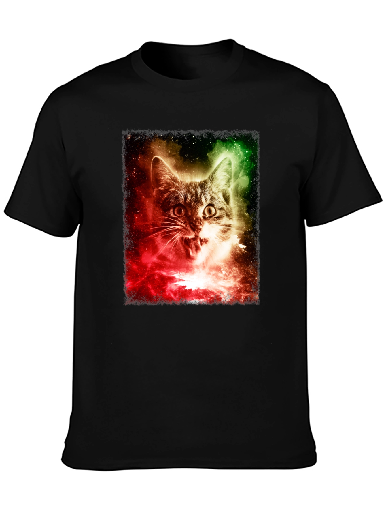 Galaxy Cat Graphic T-Shirt - Black