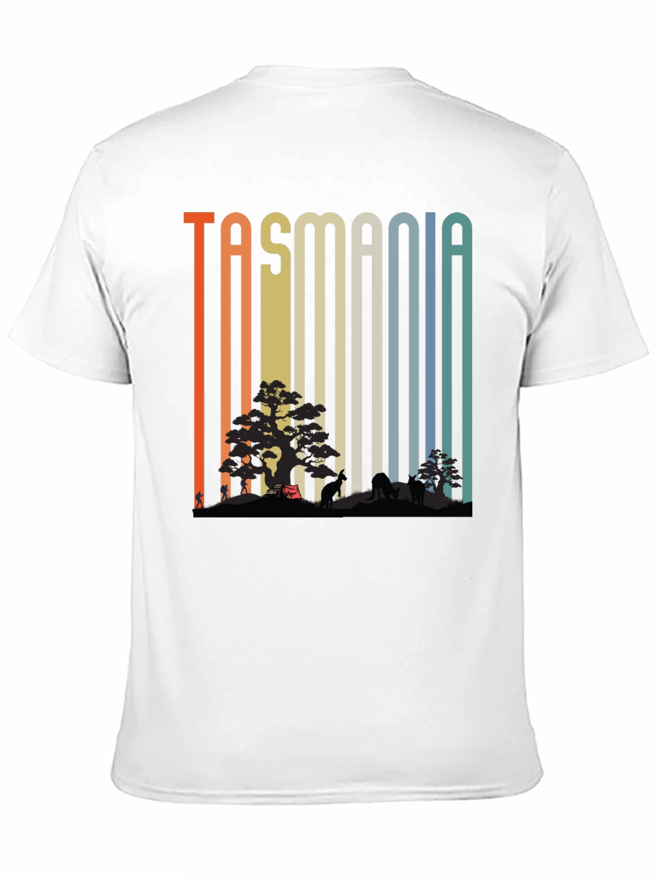 Tasmania Nature Graphic Tee - Retro Style Black T-Shirt