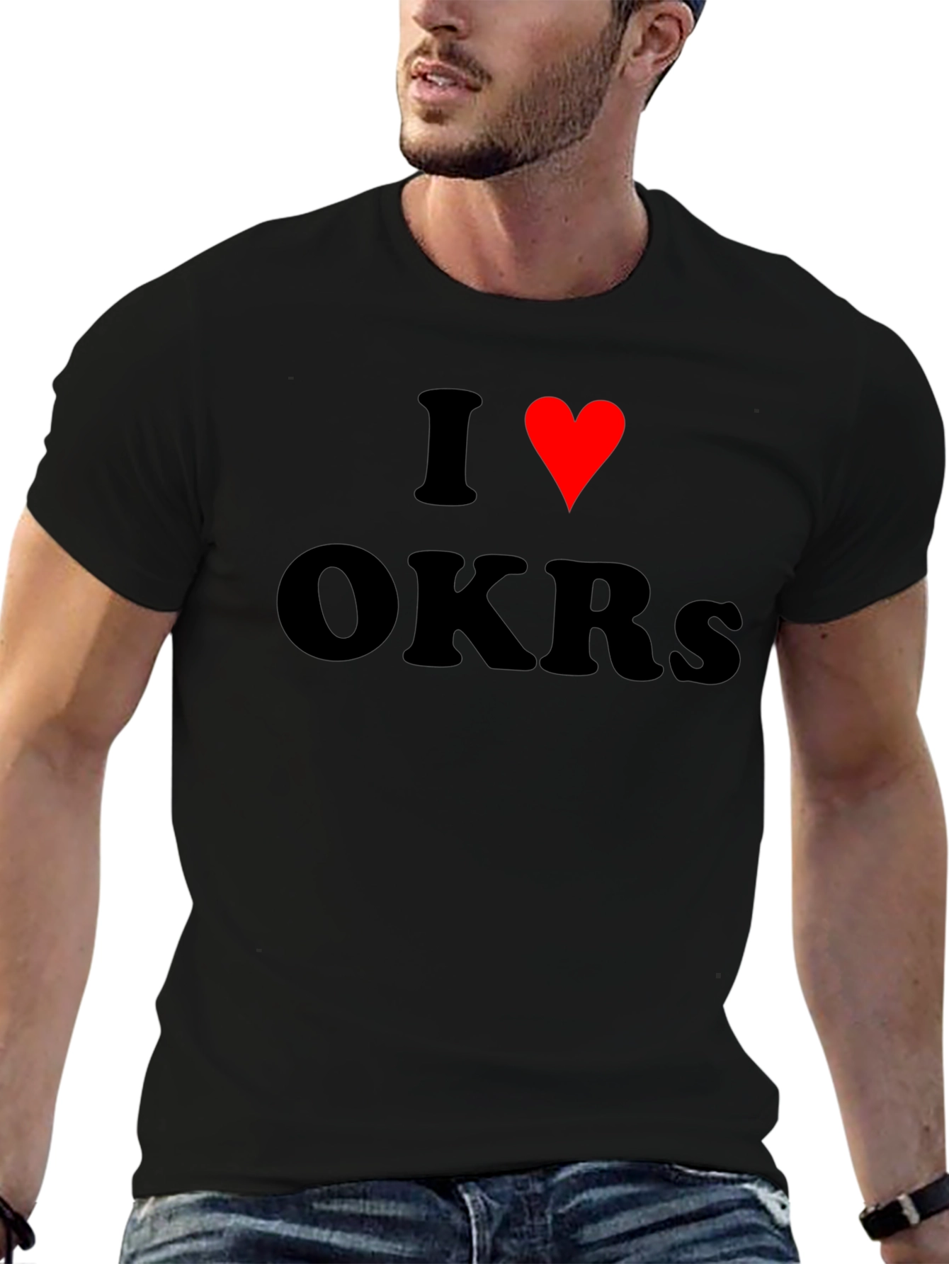 I Love OKRs T-Shirt Black Cotton Blend