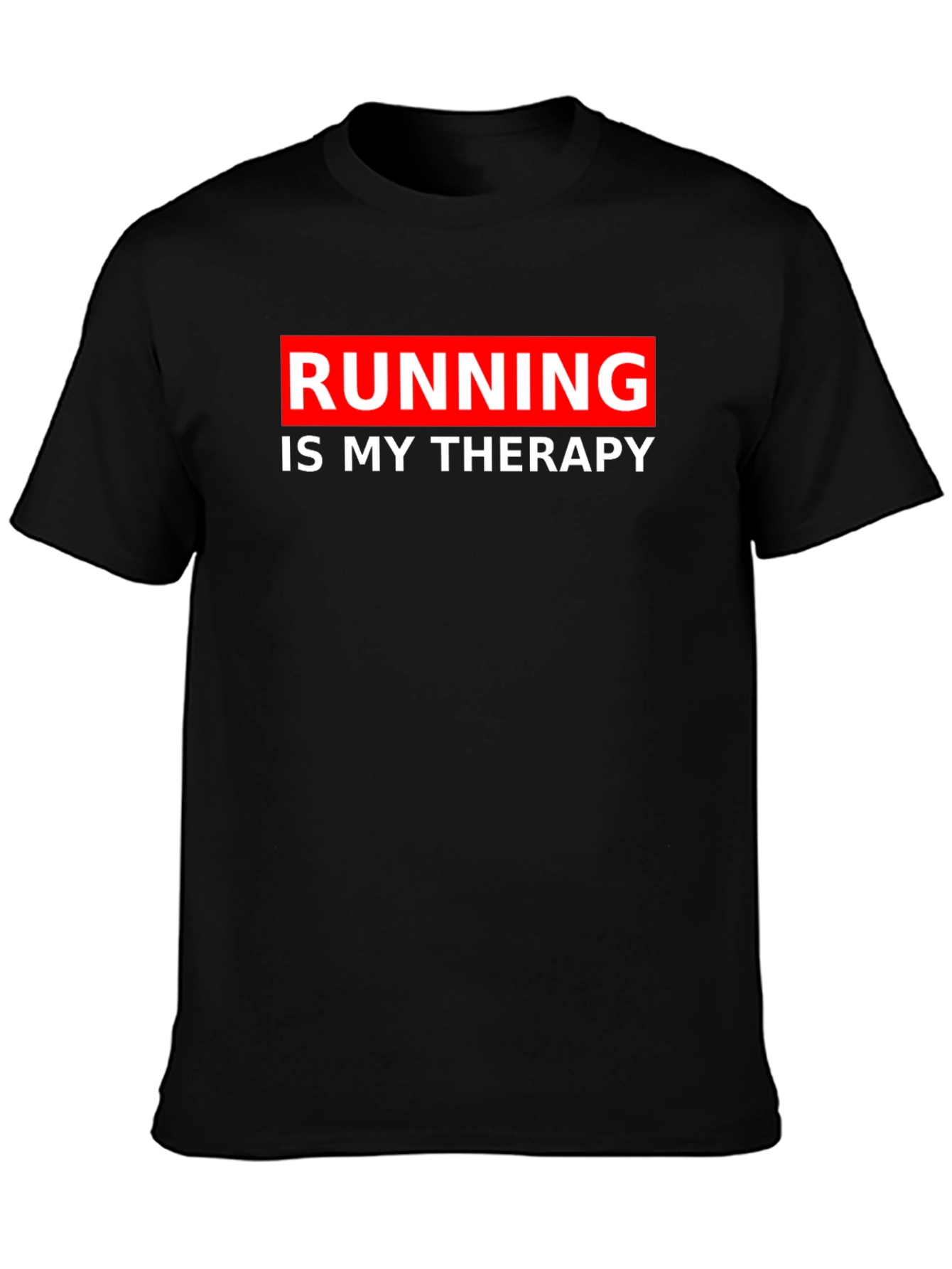 Running is my Therapy - Black Graphic Tee