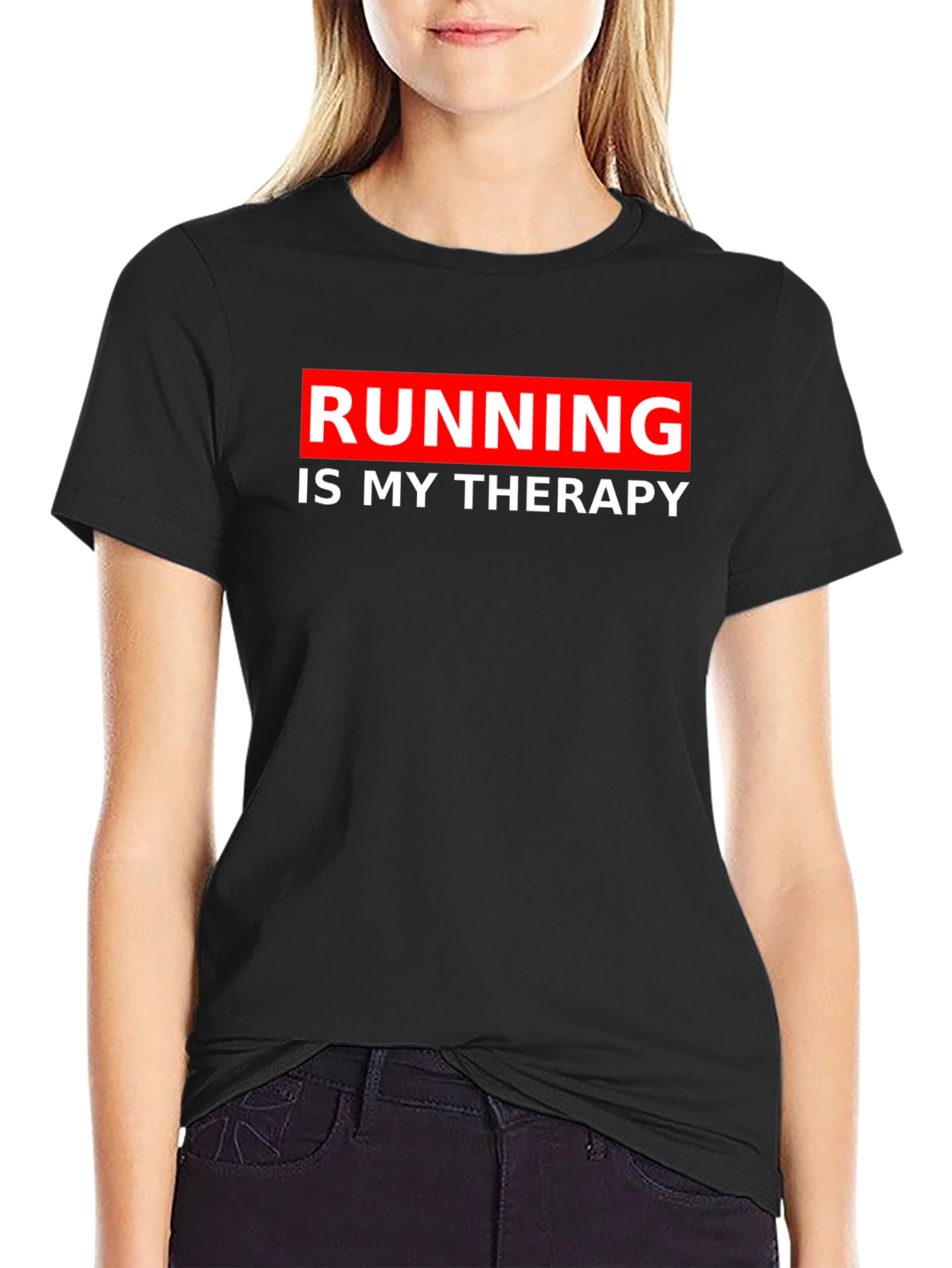 Running is my Therapy - Black Graphic Tee