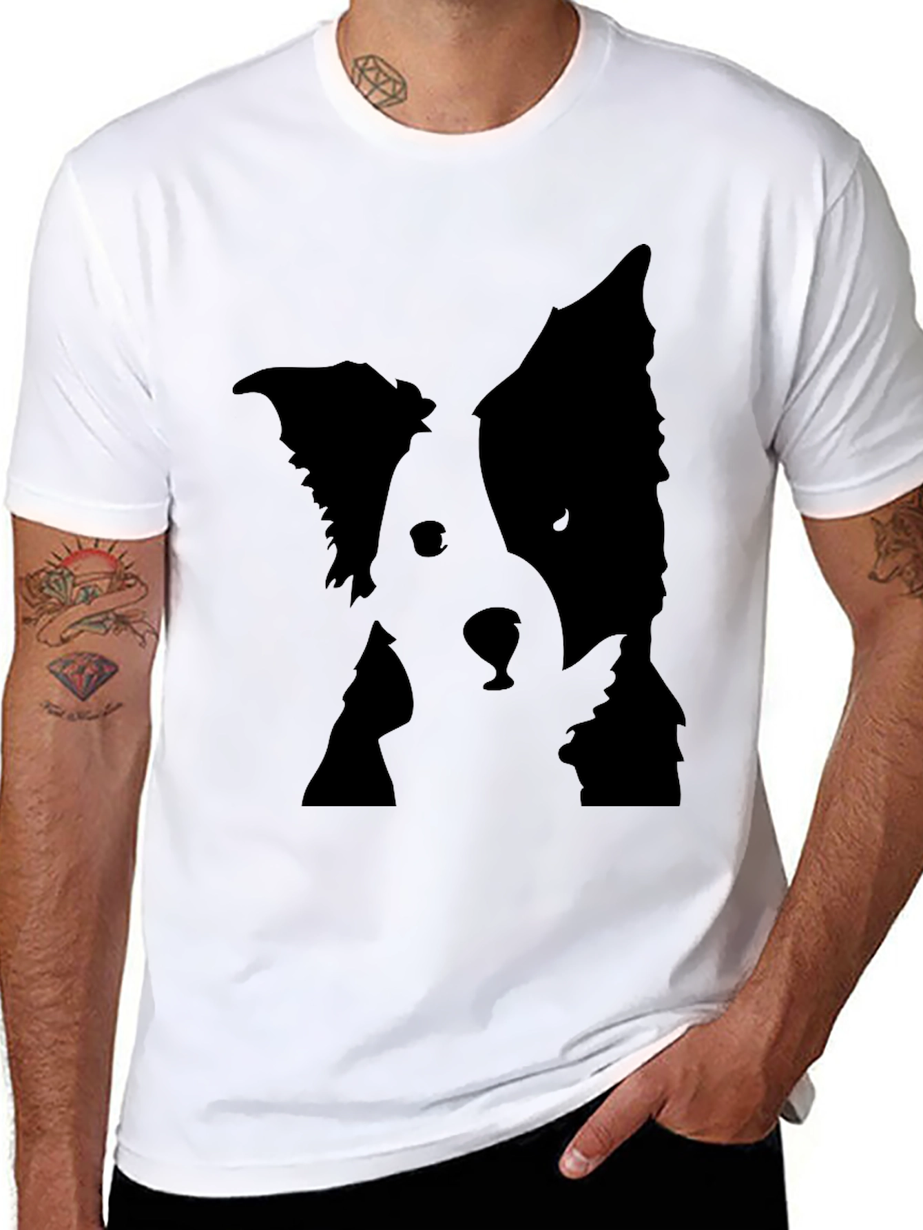 Dog Silhouette T-Shirt - Black Graphic Tee