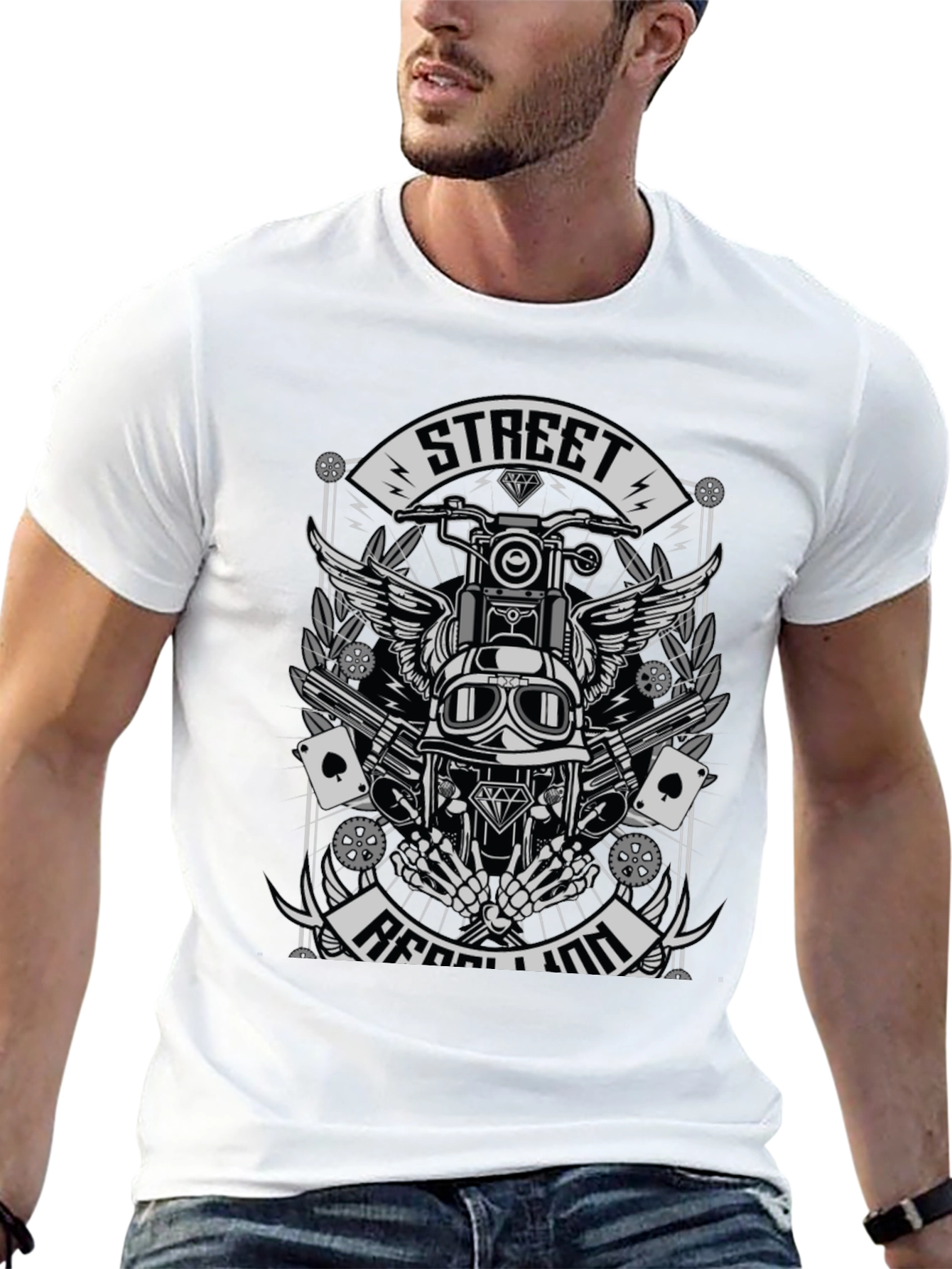 Street Rebellion T-Shirt - Motorcycle Rider Graphic Tee