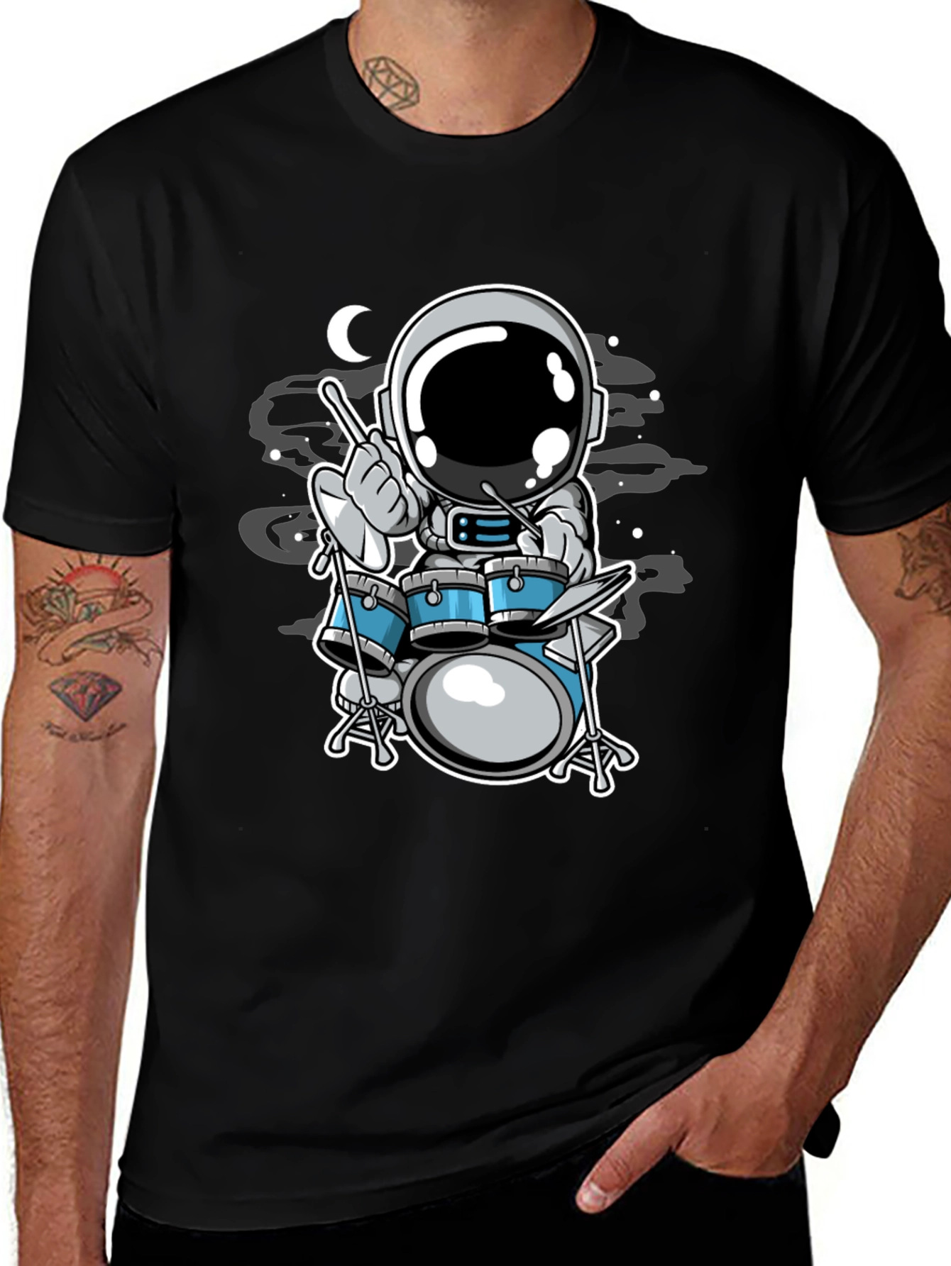 Astronaut Drummer T-Shirt - Space Music Tee