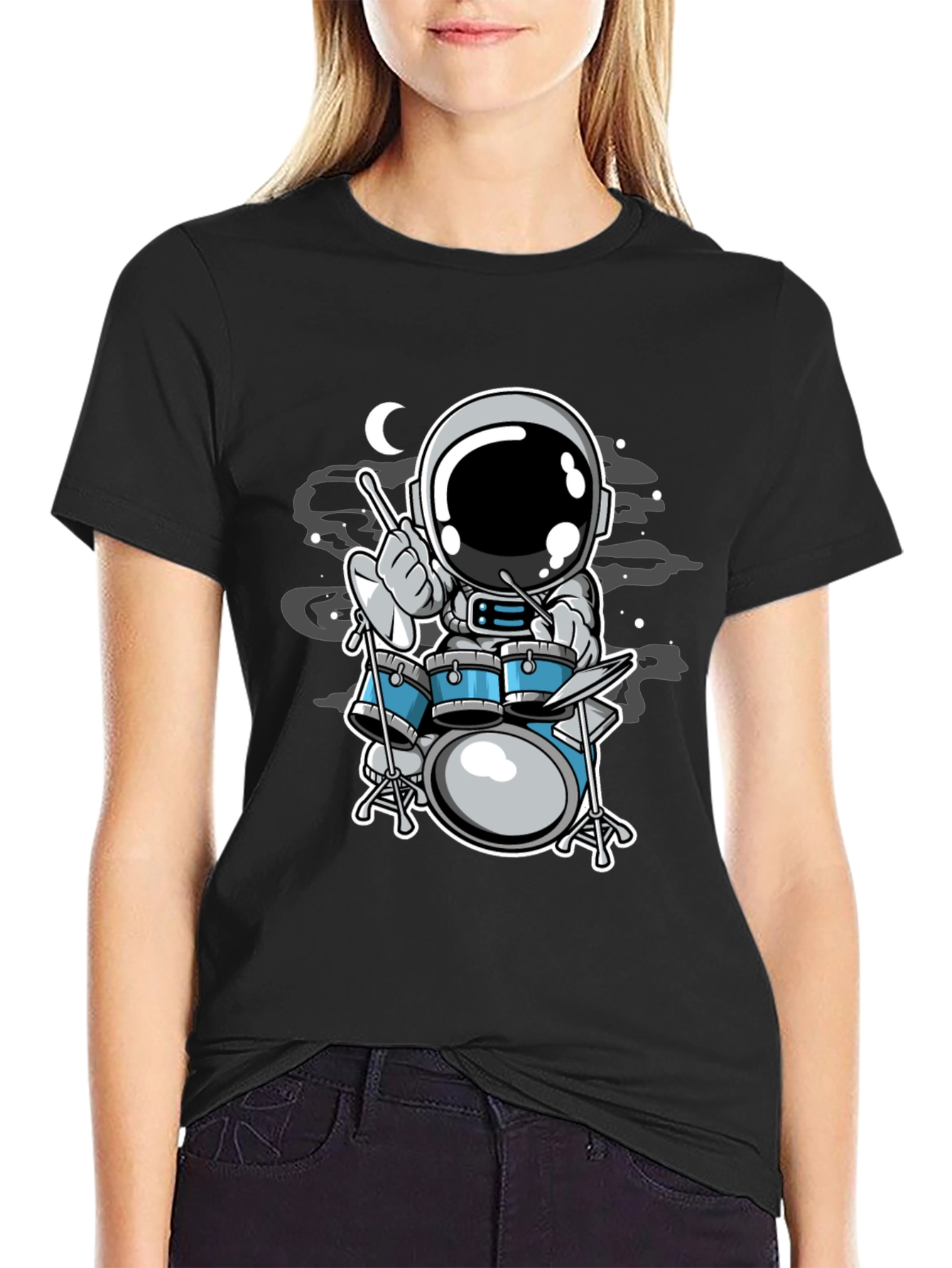 Astronaut Drummer T-Shirt - Space Music Tee