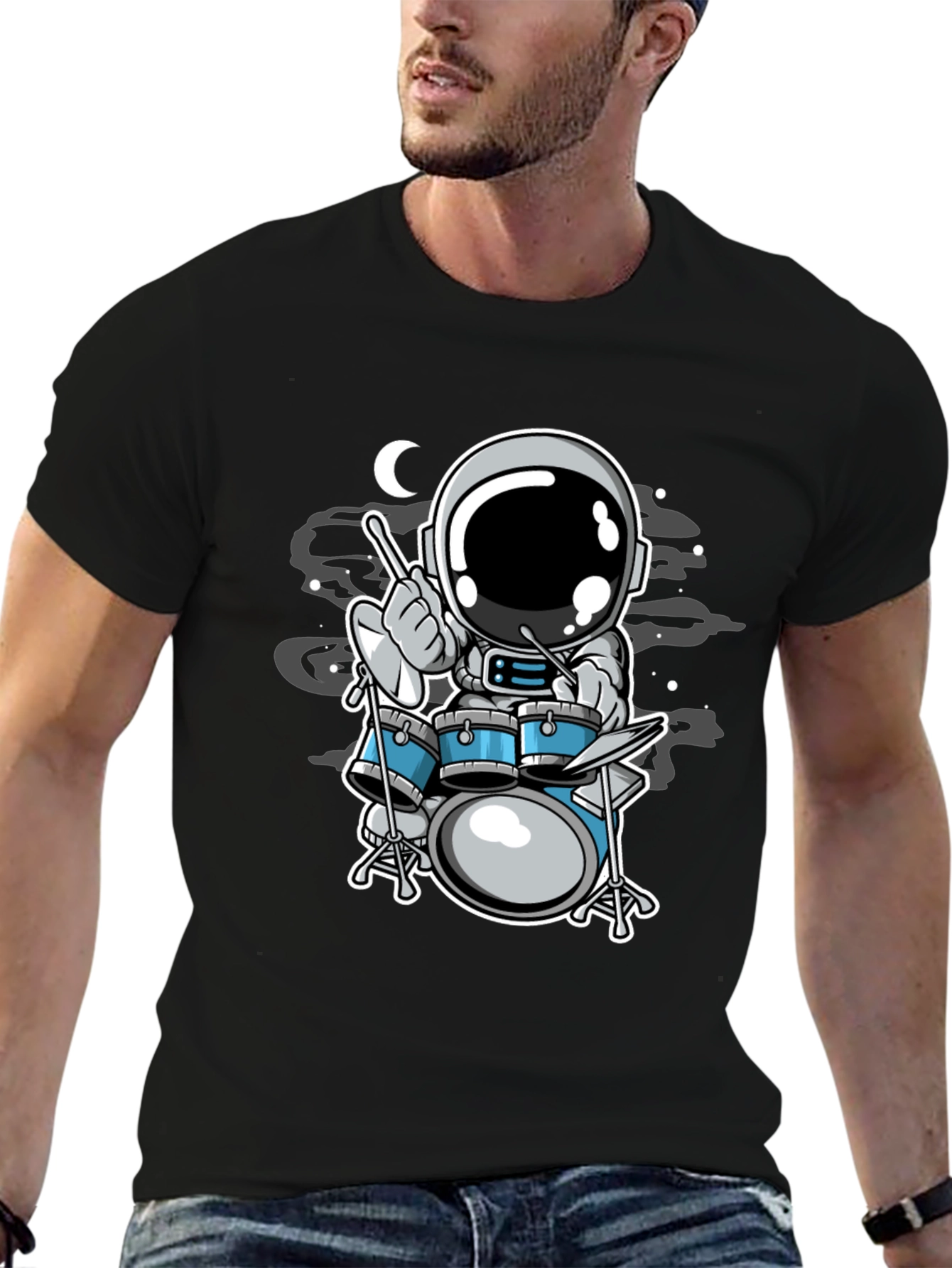 Astronaut Drummer T-Shirt - Space Music Tee