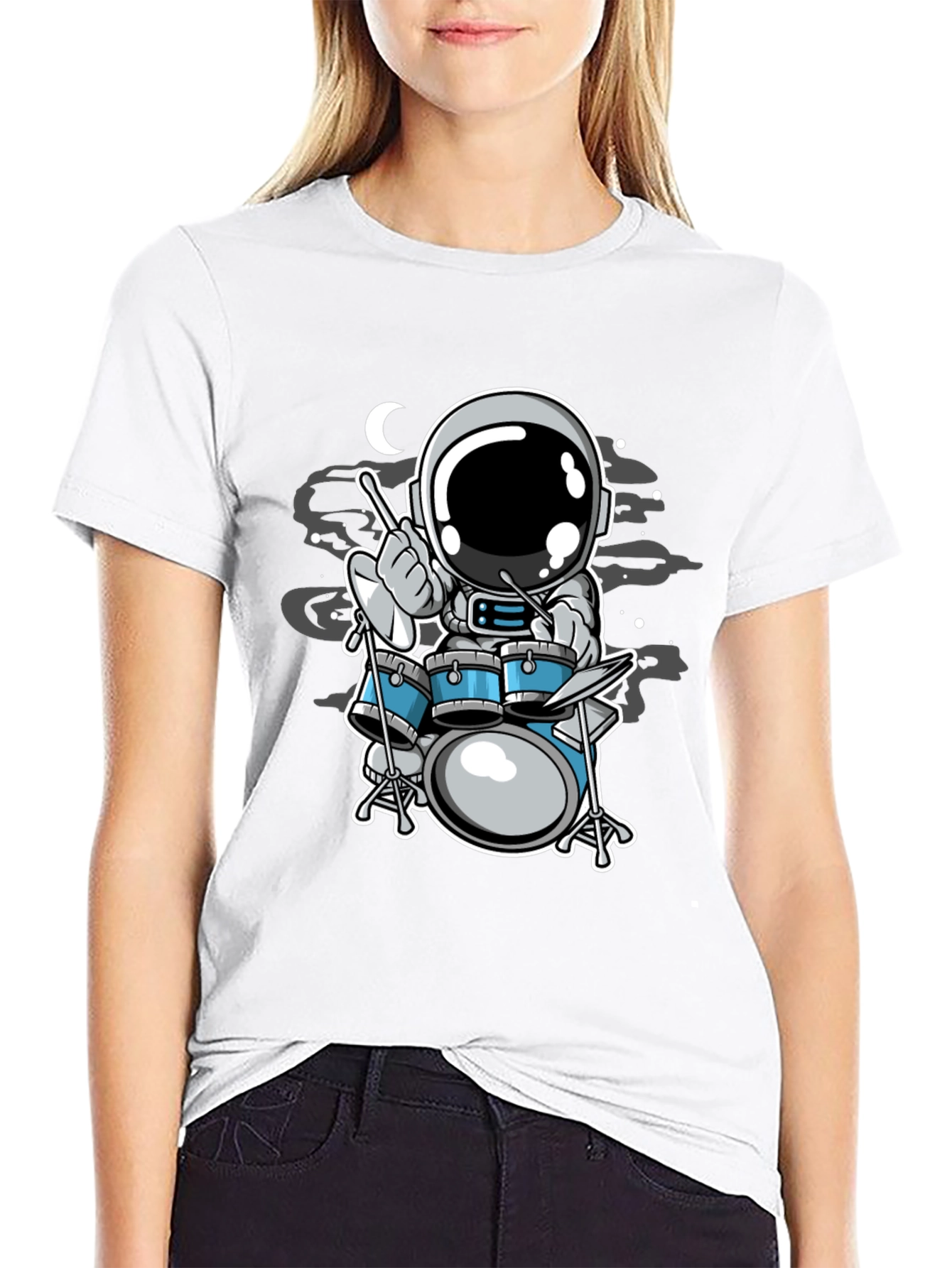 Astronaut Drummer T-Shirt - Space Music Tee