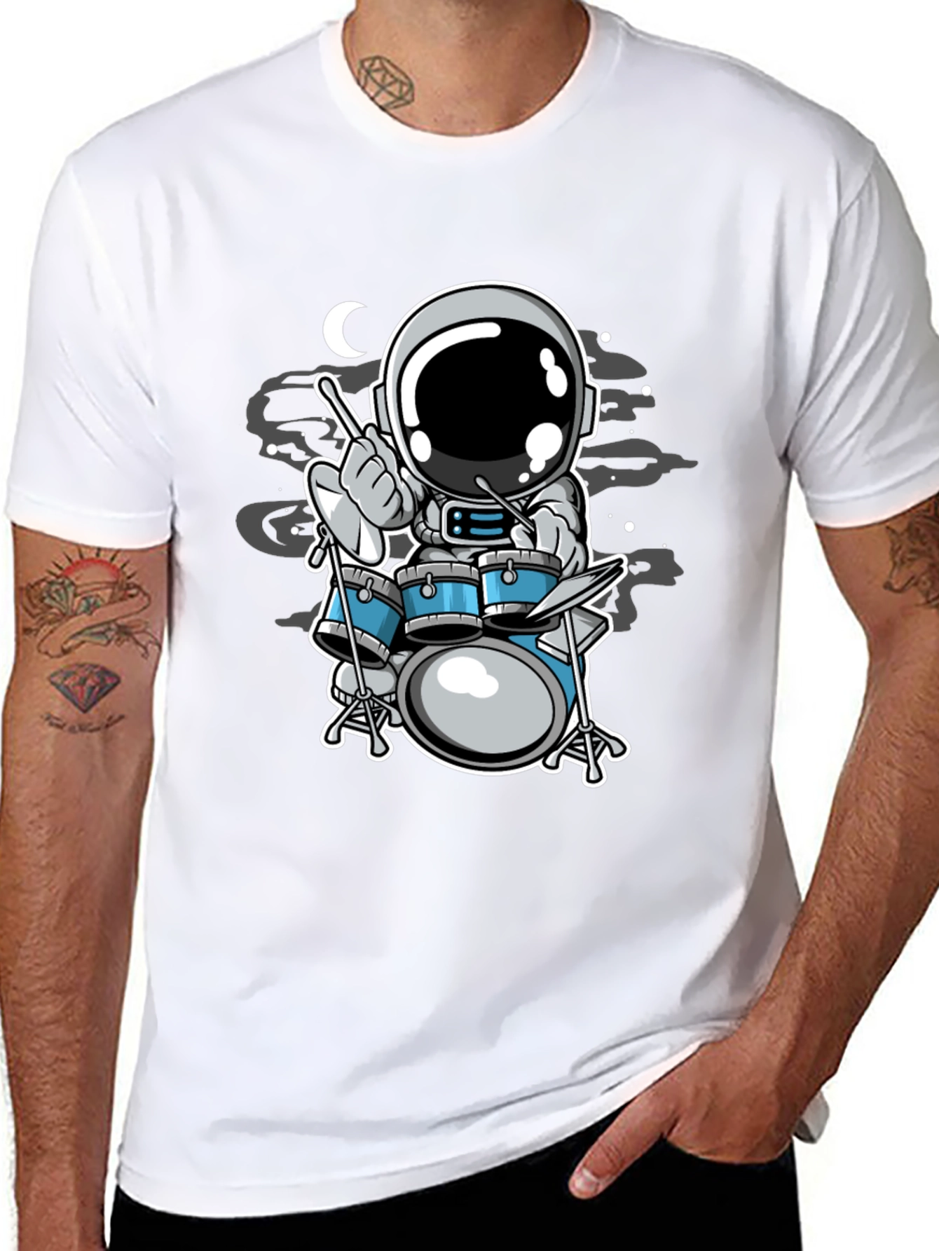 Astronaut Drummer T-Shirt - Space Music Tee