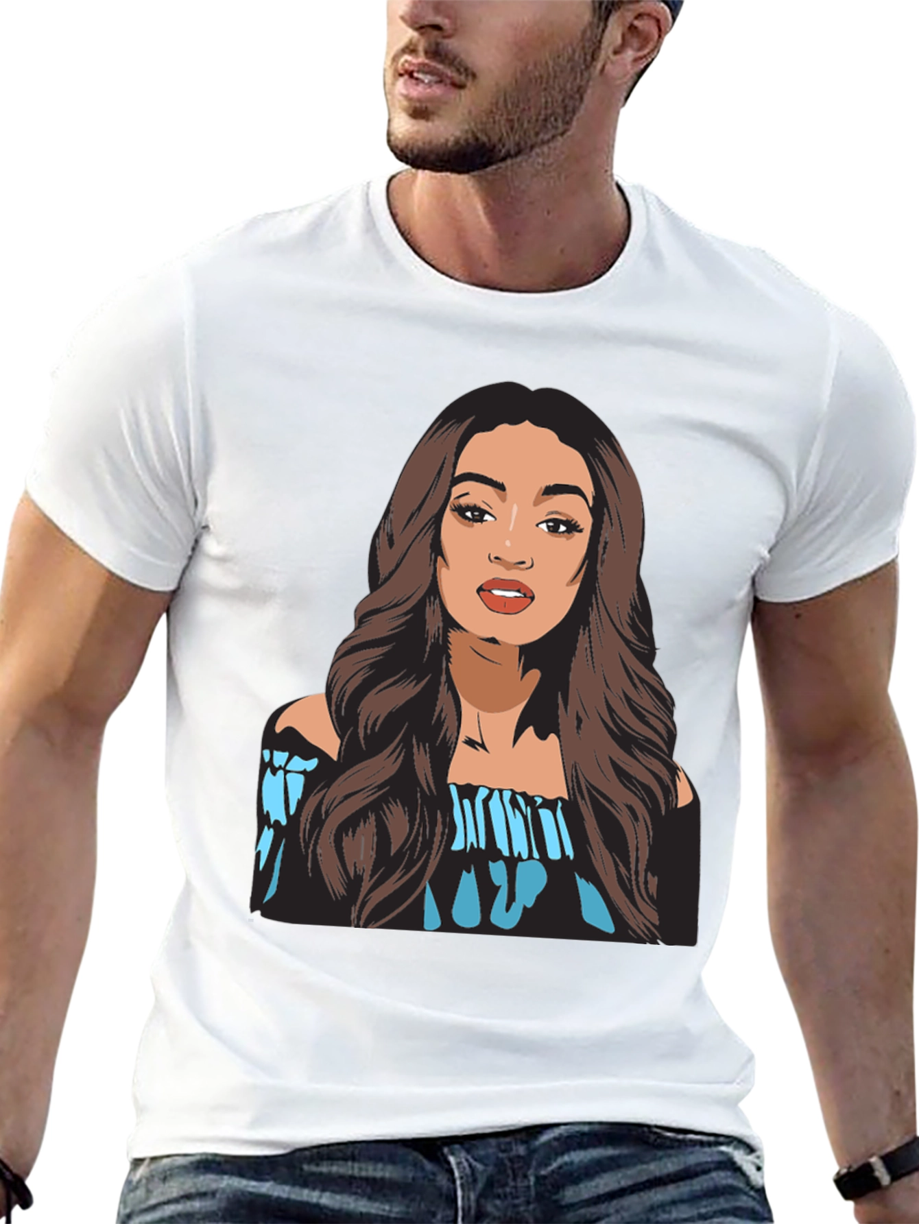 Woman Portrait Black T-Shirt