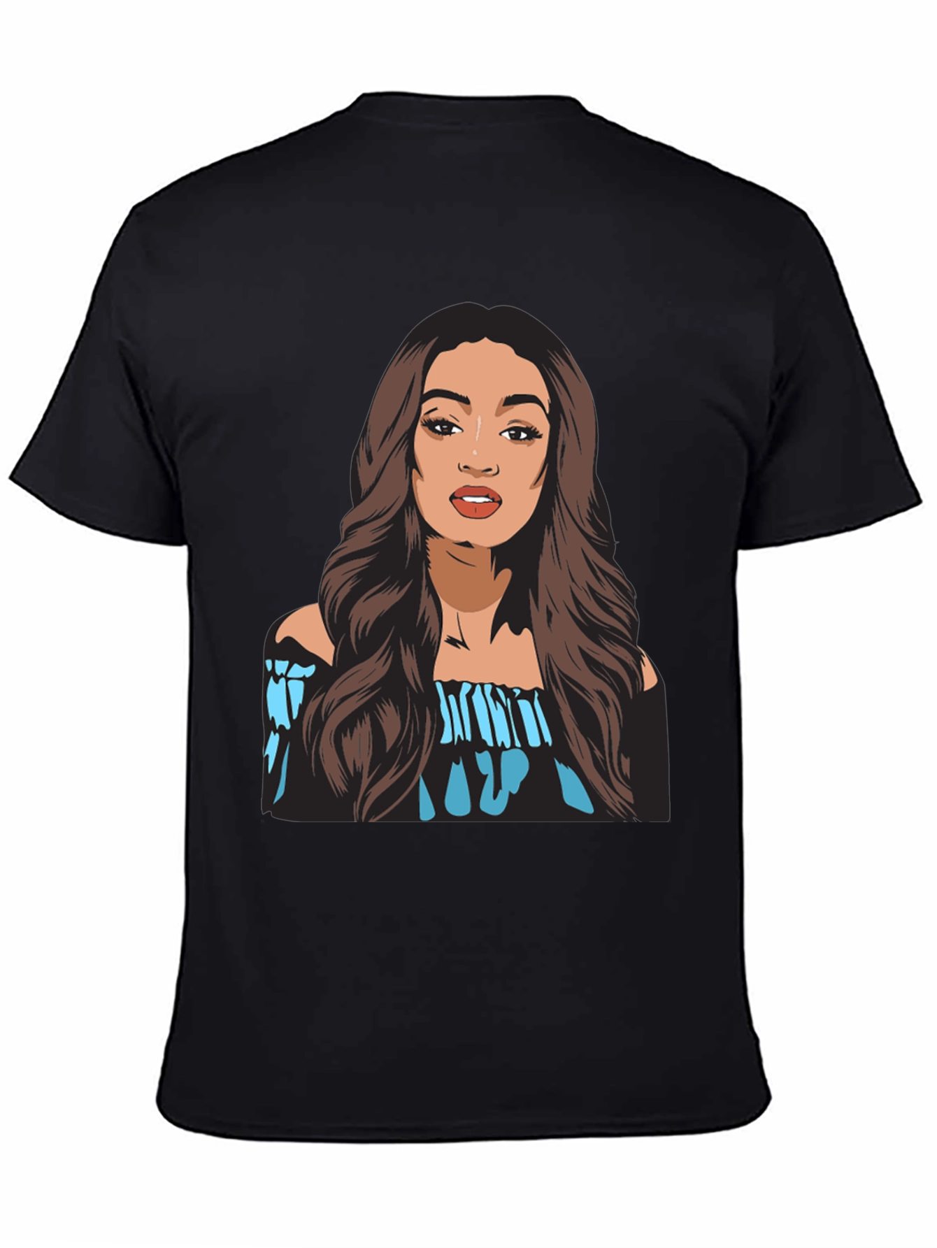 Woman Portrait Black T-Shirt