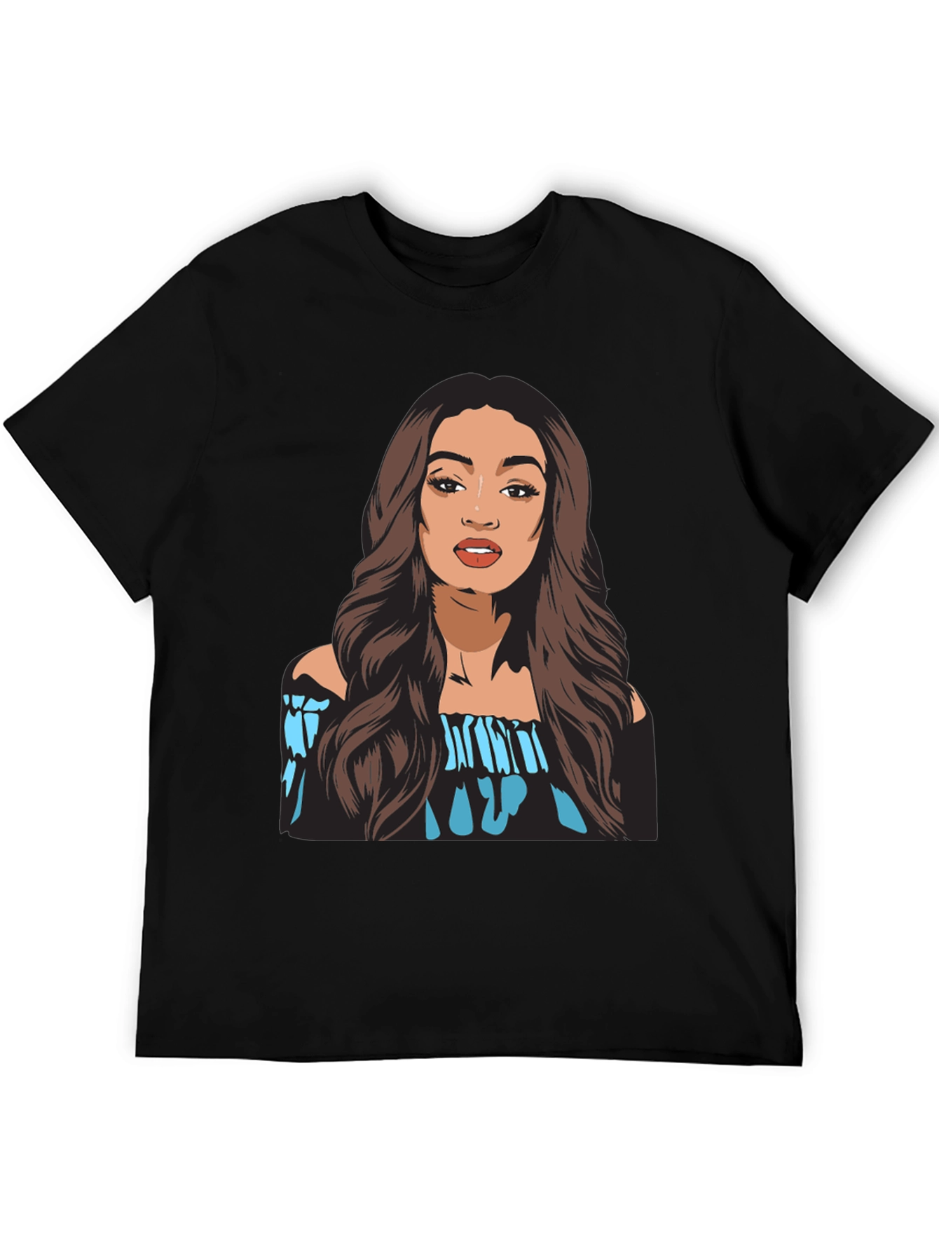 Woman Portrait Black T-Shirt