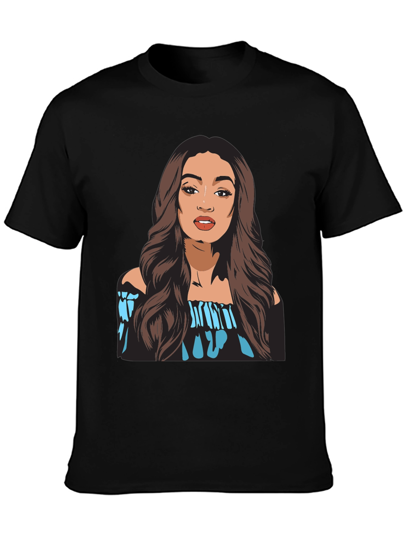 Woman Portrait Black T-Shirt