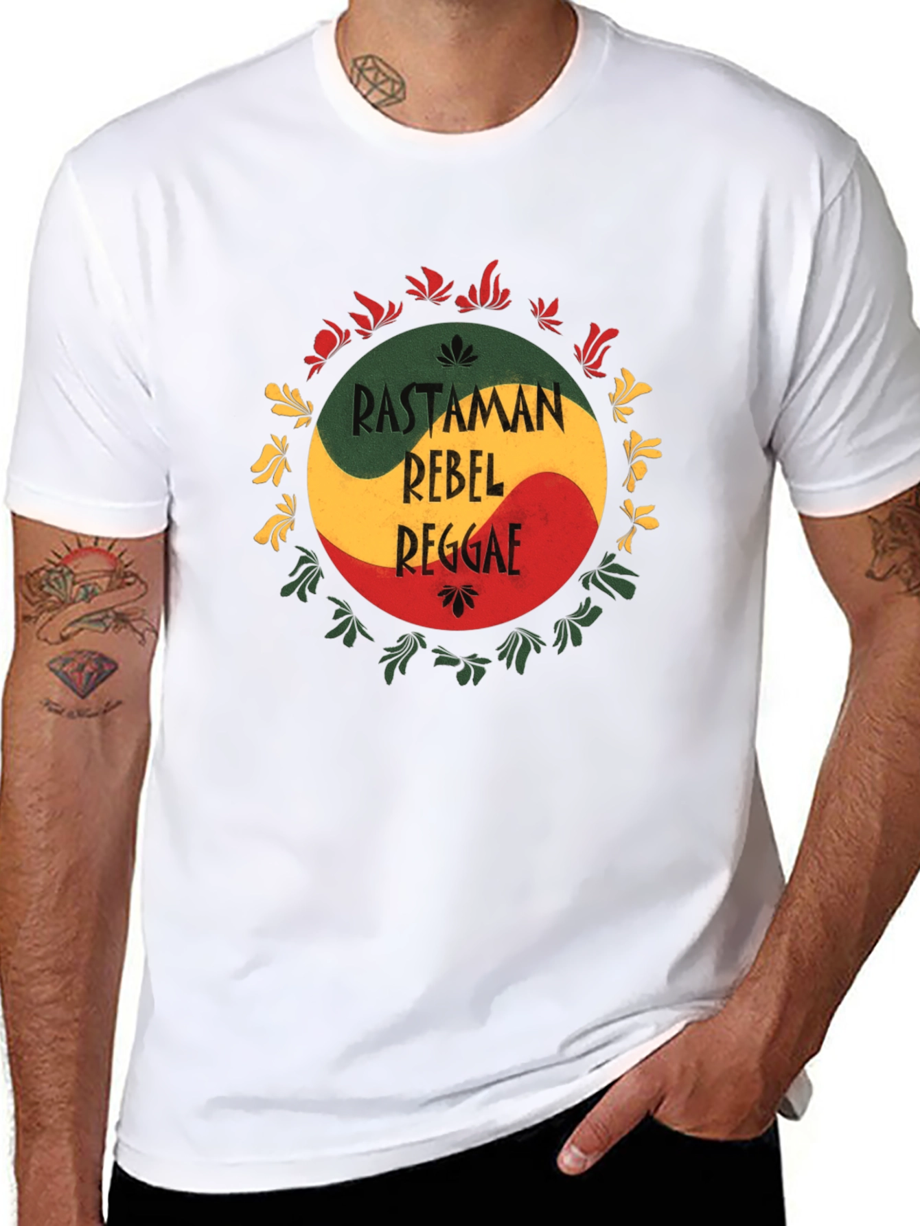 Rastaman Rebel Reggae T-Shirt - Black Cotton Tee