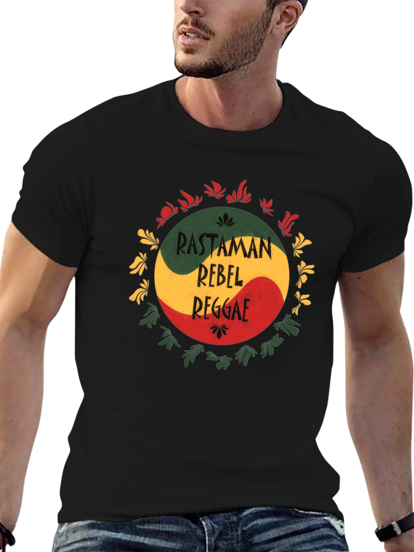 Rastaman Rebel Reggae T-Shirt - Black Cotton Tee