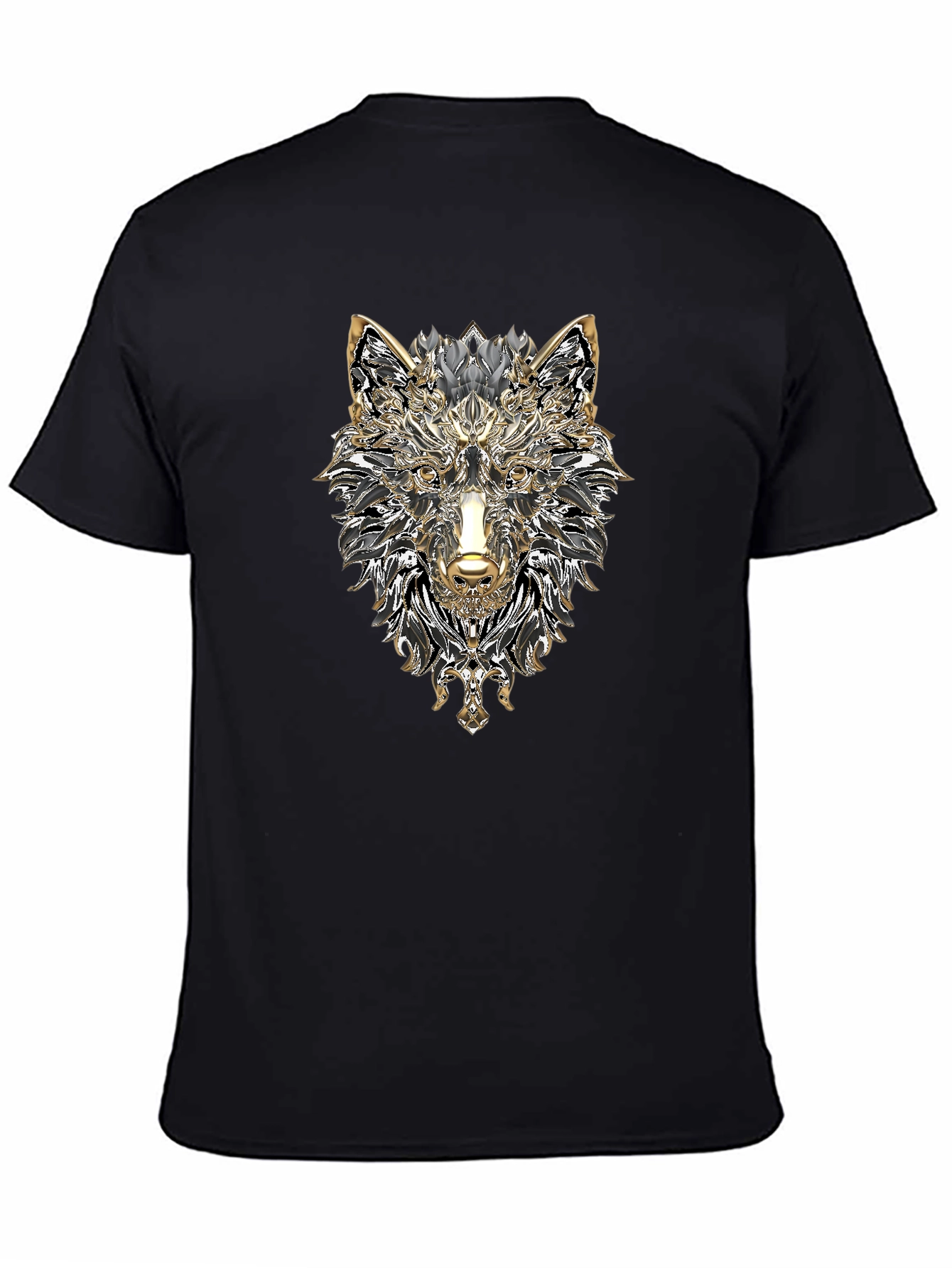 Wolf Graphic Print Black T-Shirt