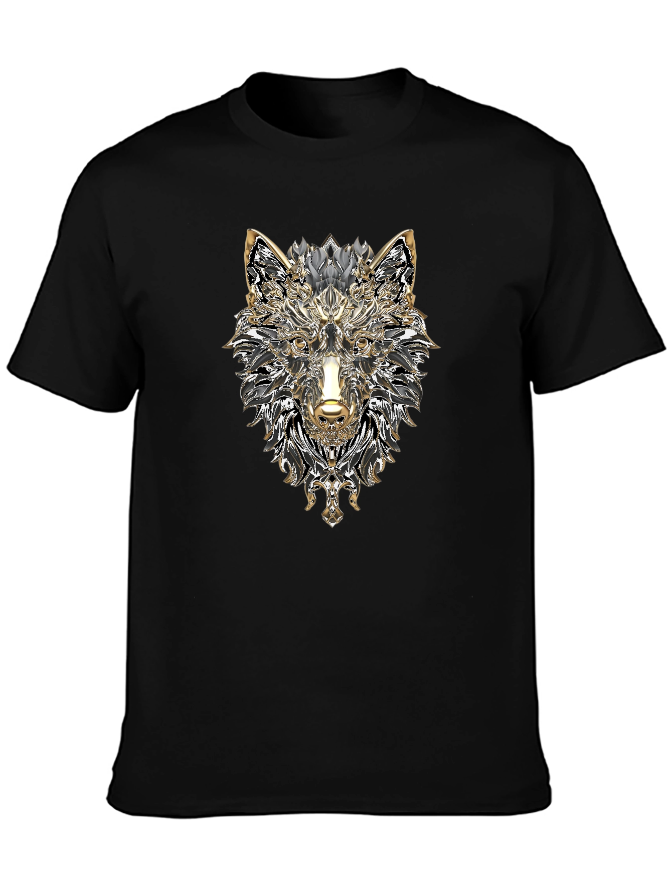 Wolf Graphic Print Black T-Shirt