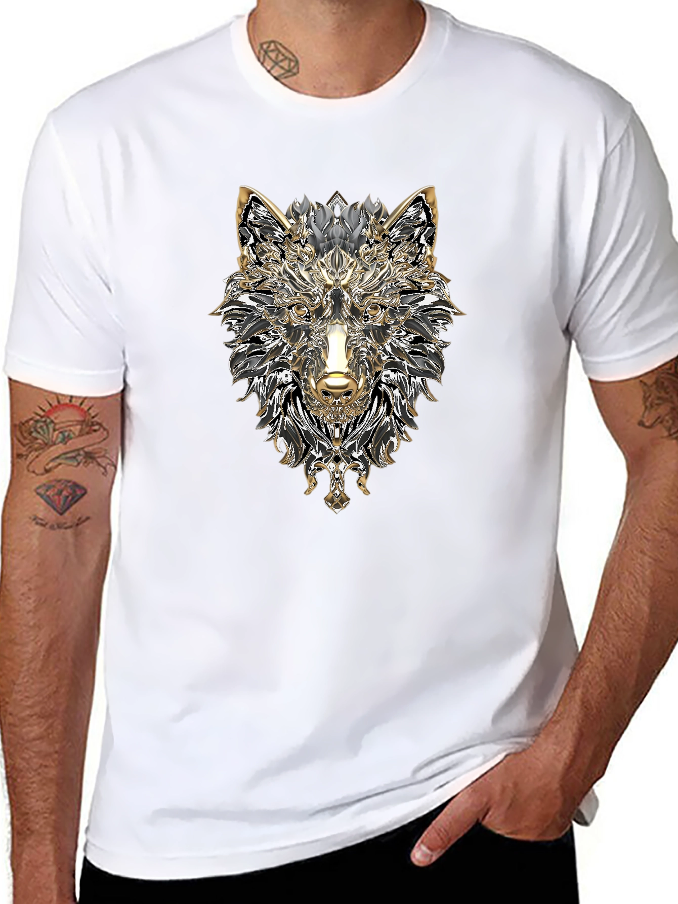 Wolf Graphic Print Black T-Shirt