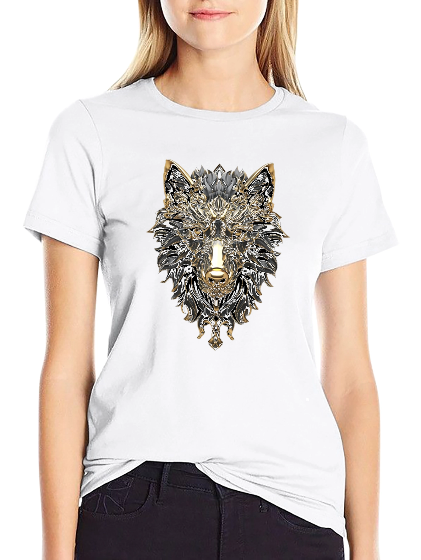 Wolf Graphic Print Black T-Shirt