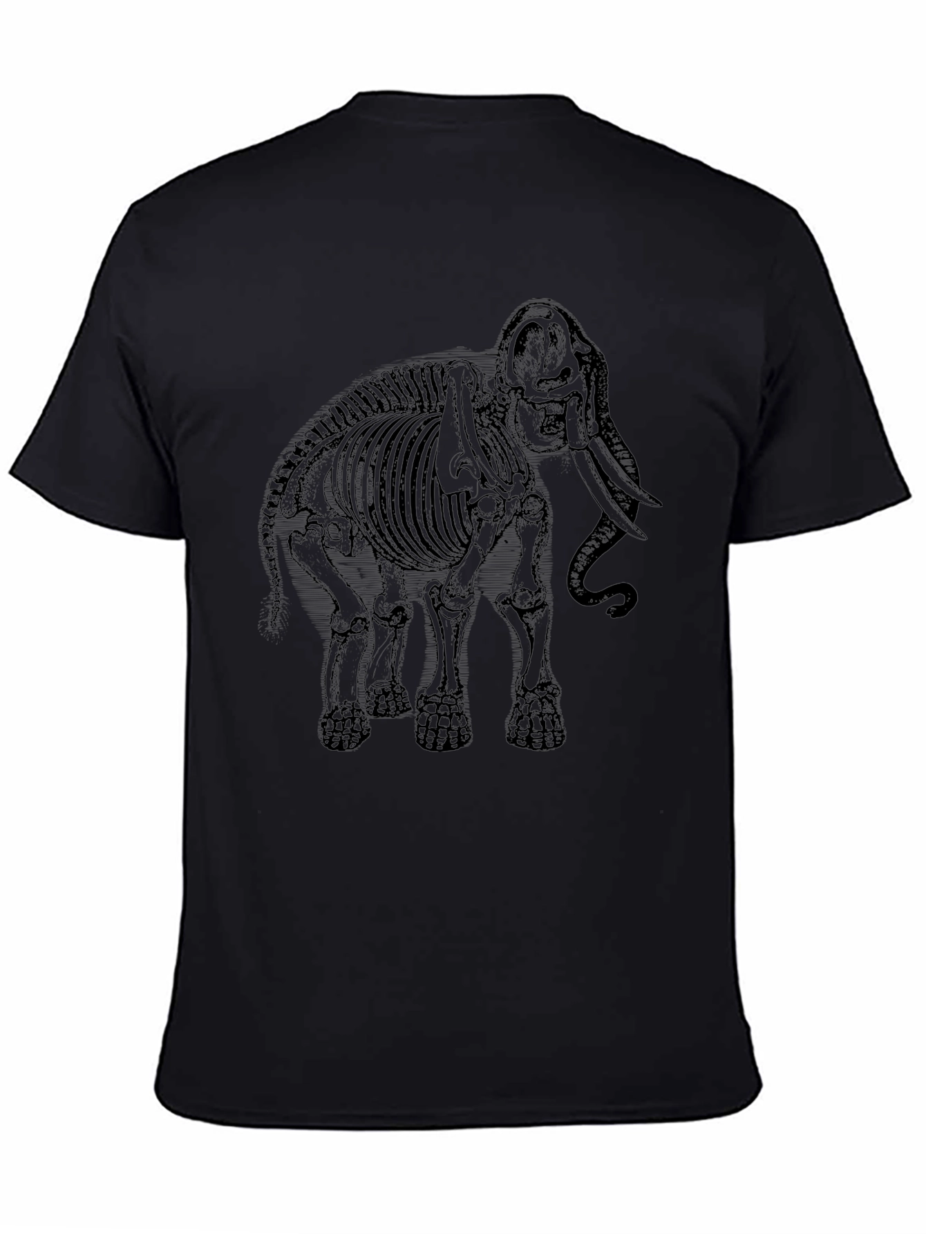 Elephant Skeleton Graphic Tee - Black