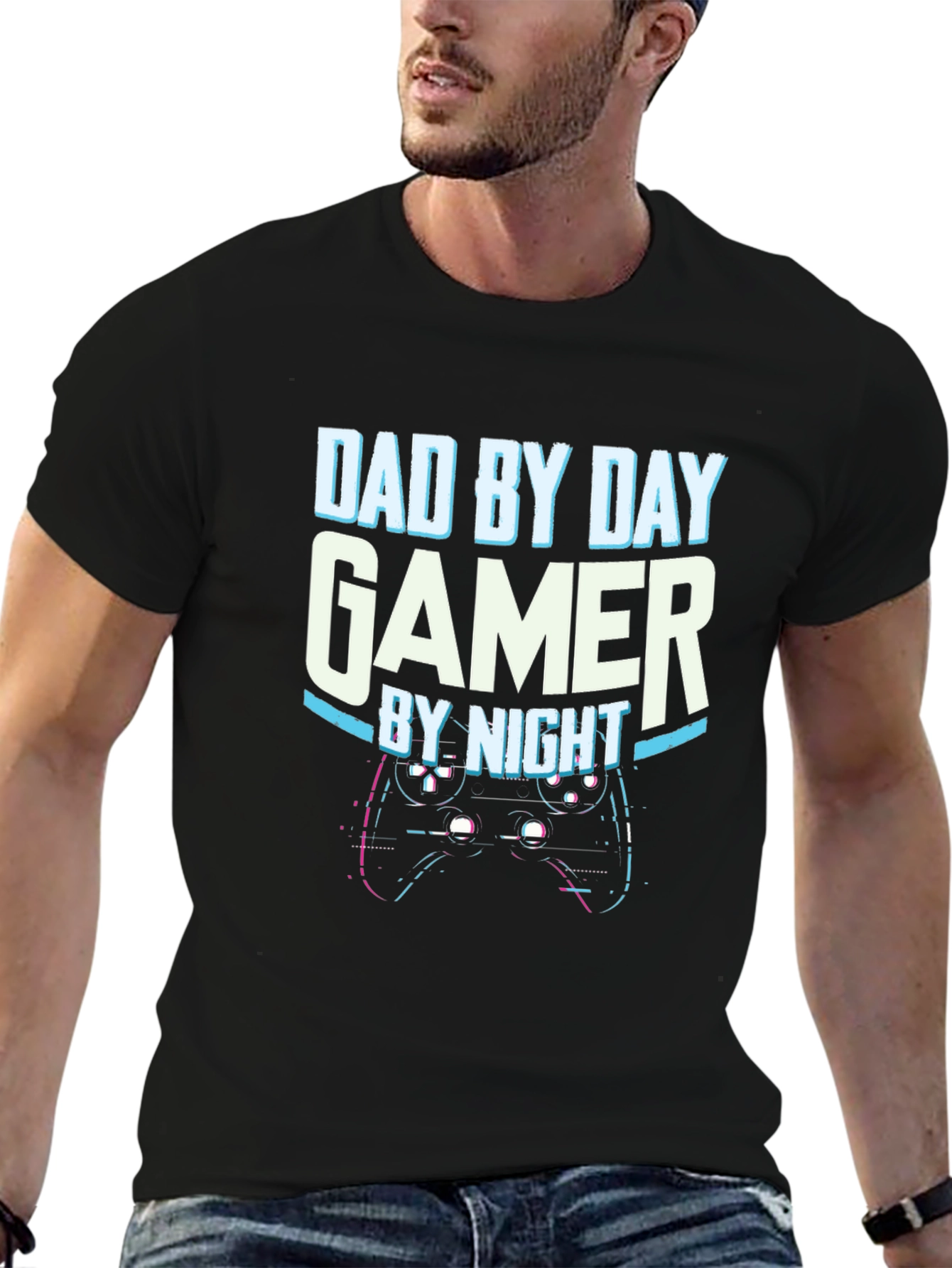 Dad By Day Gamer By Night Black T-Shirt