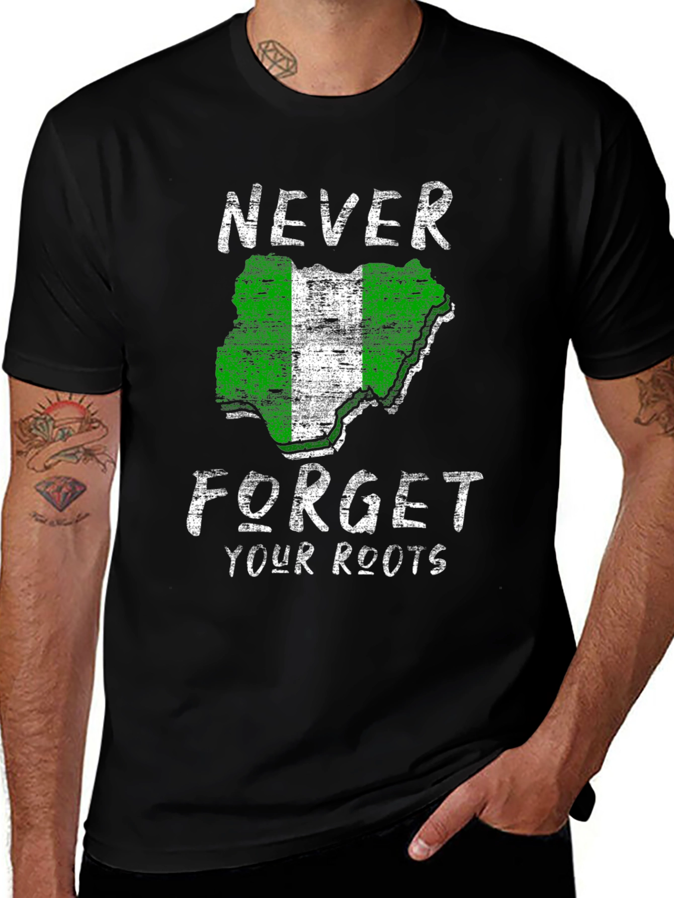 Nigeria Roots T-Shirt - Black Pride Tee