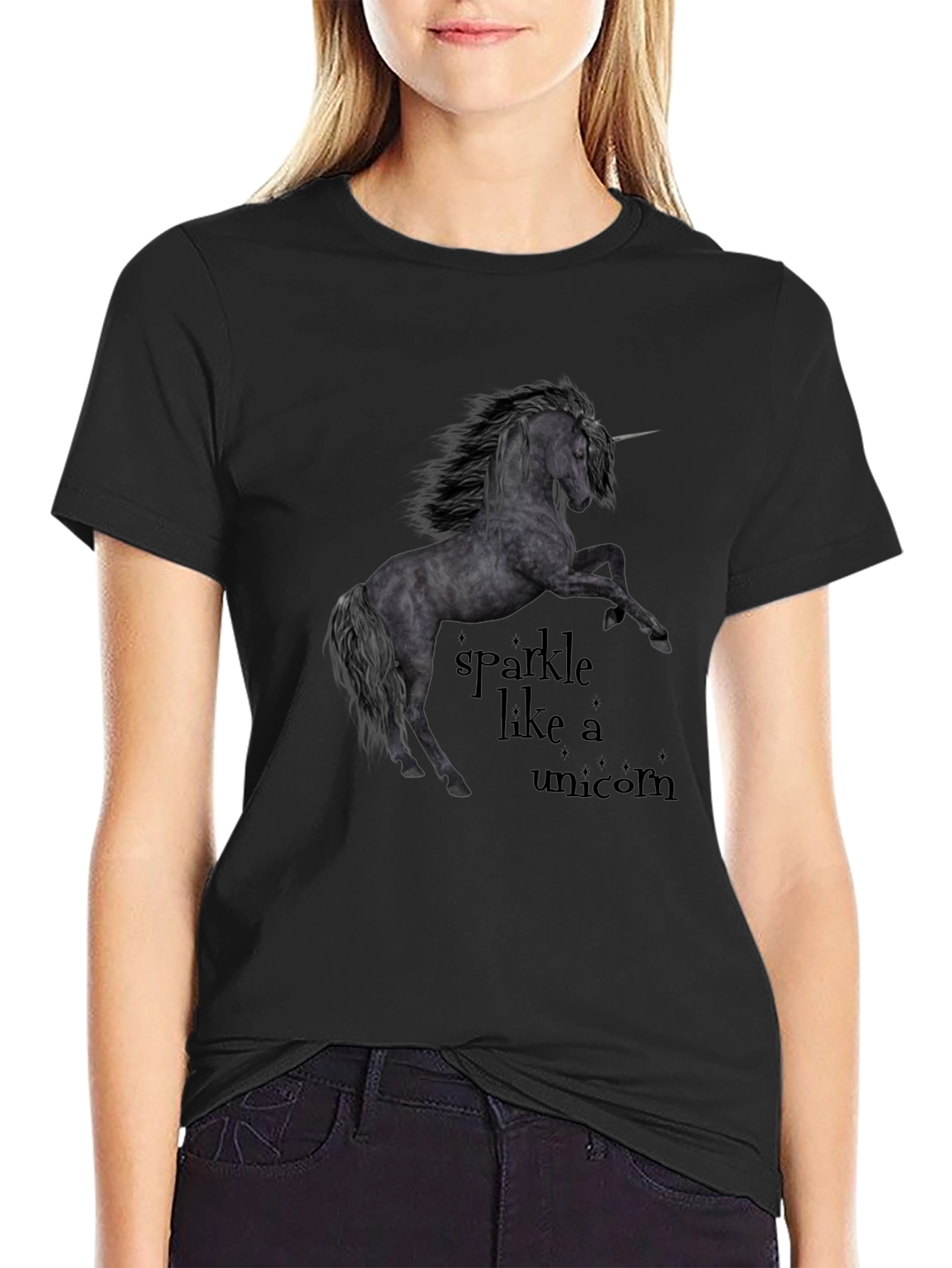 Unicorn Sparkle Black T-Shirt