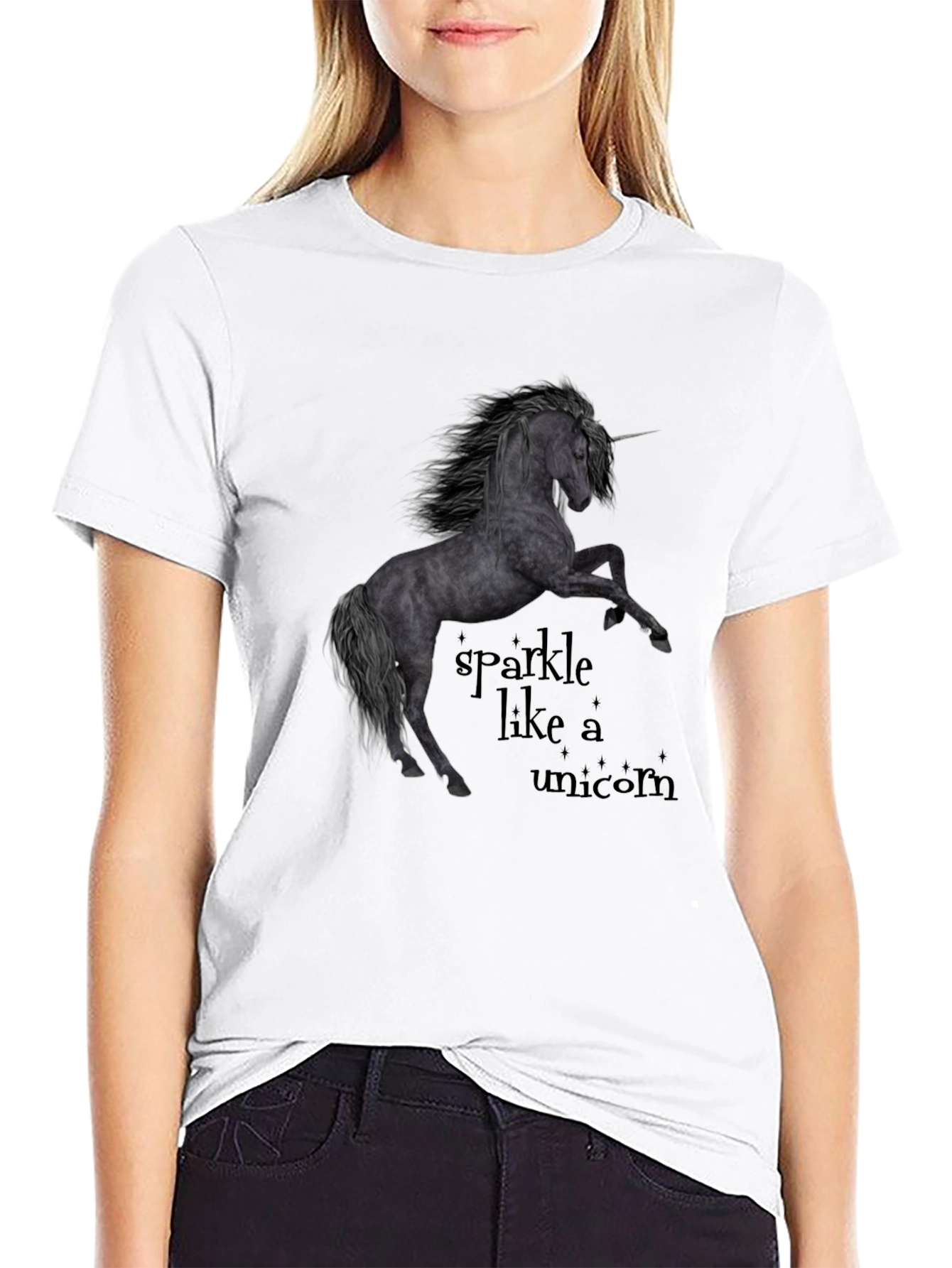 Unicorn Sparkle Black T-Shirt