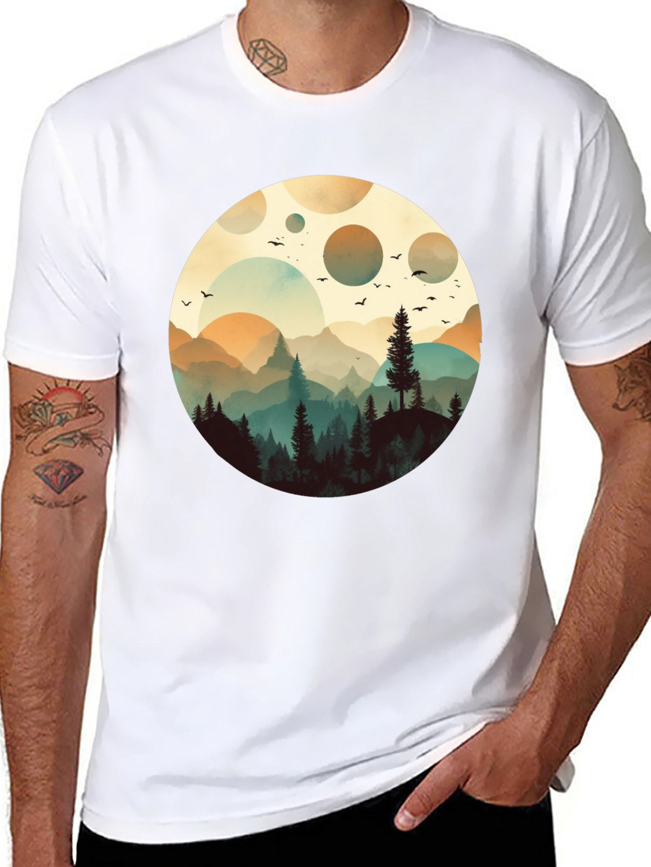 Nature Silhouette Graphic T-Shirt - Black