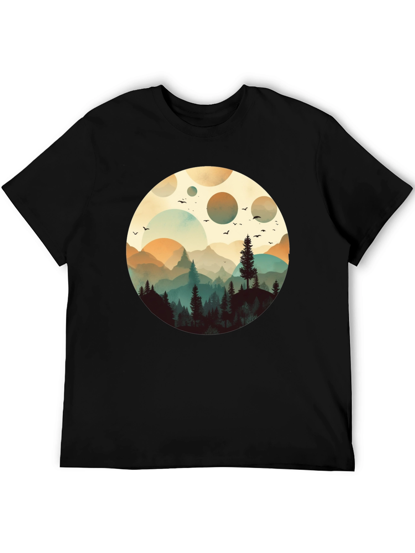 Nature Silhouette Graphic T-Shirt - Black