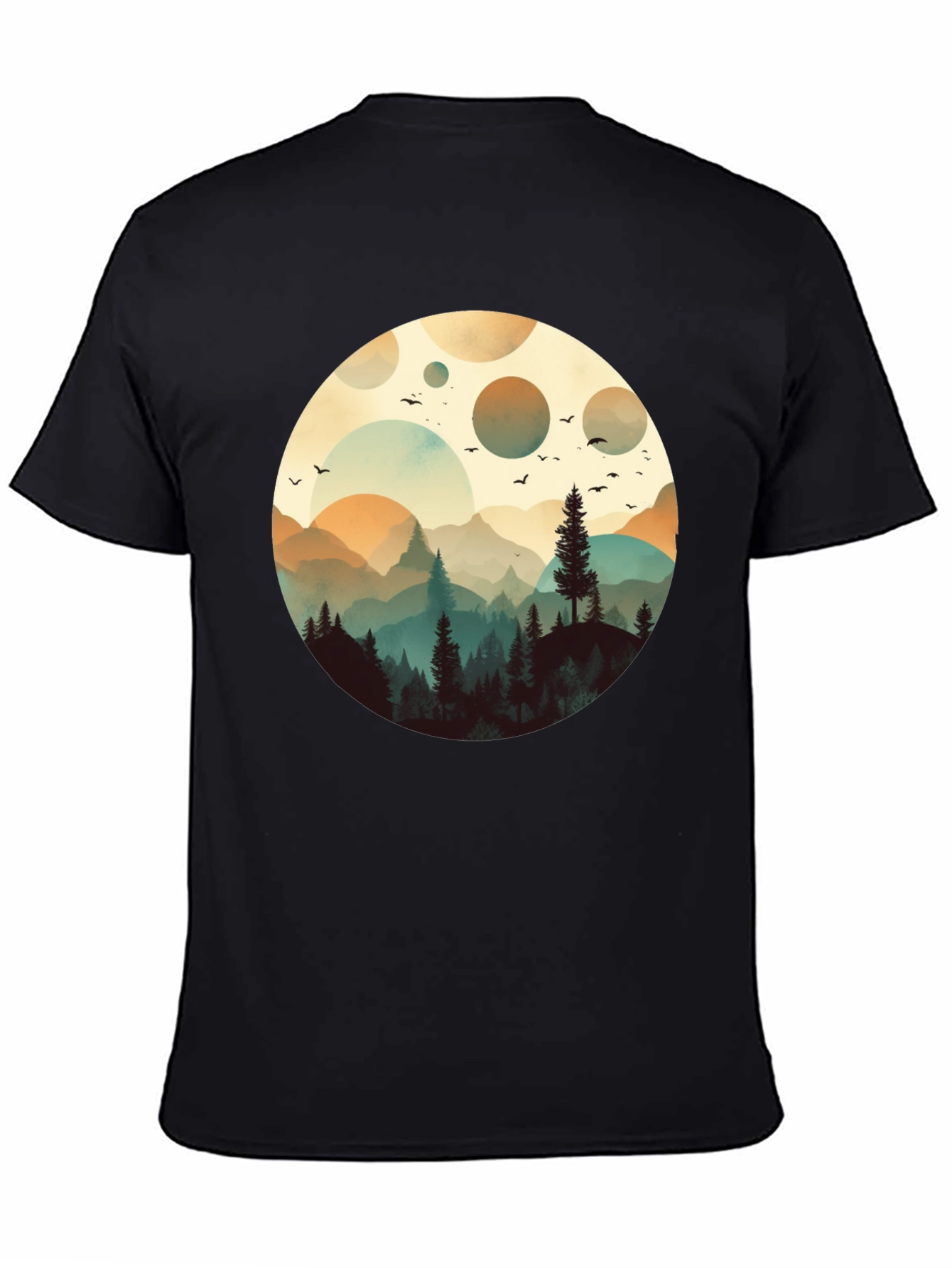 Nature Silhouette Graphic T-Shirt - Black