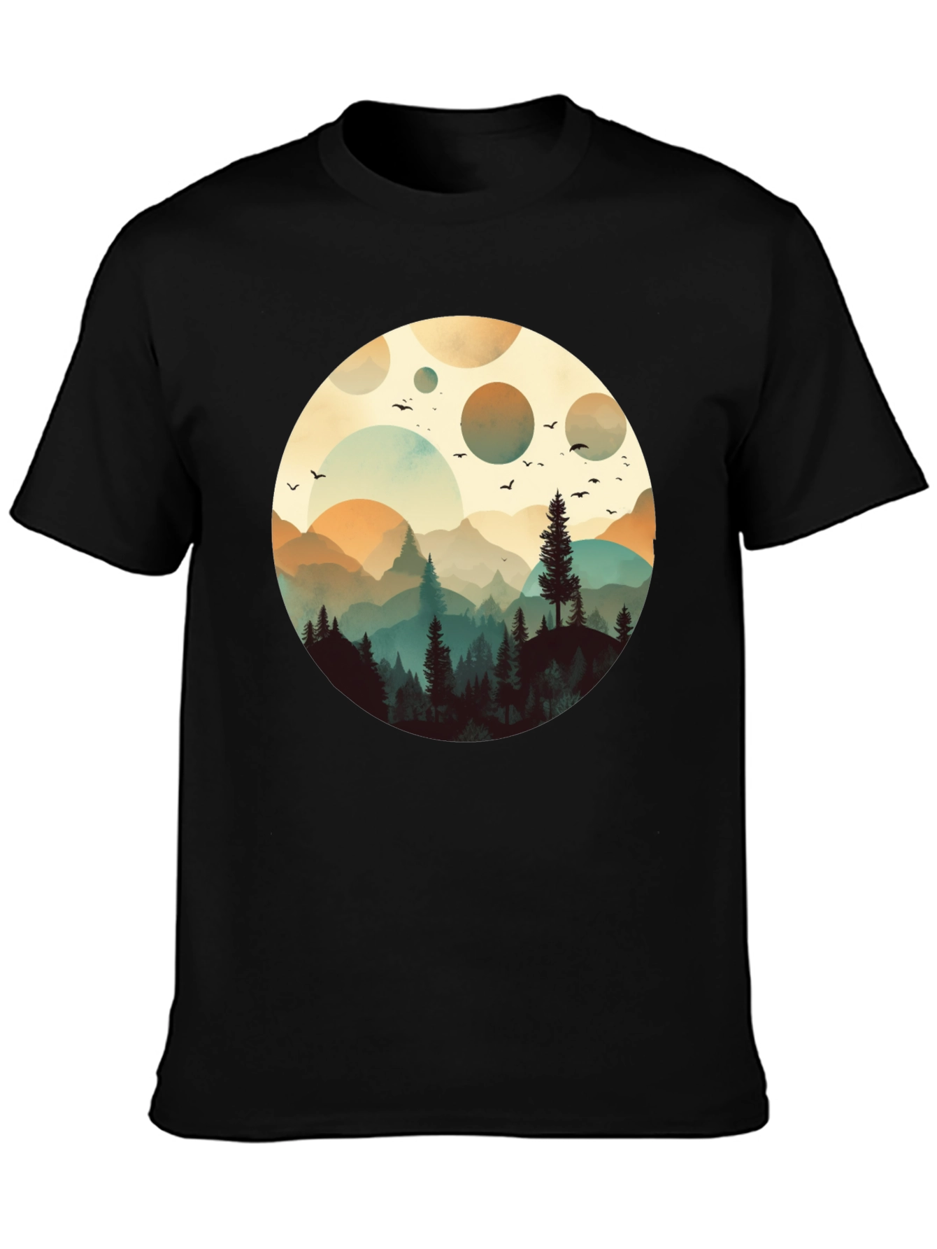Nature Silhouette Graphic T-Shirt - Black