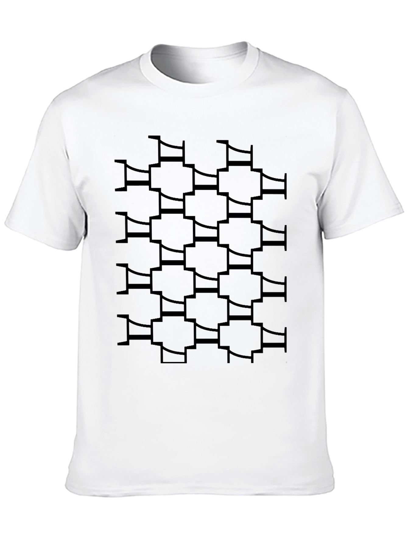Mens Black T-Shirt with Geometric Print