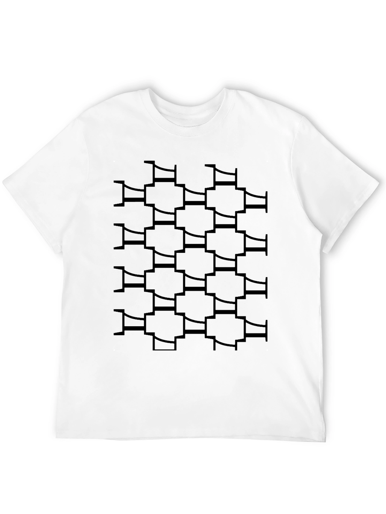 Mens Black T-Shirt with Geometric Print