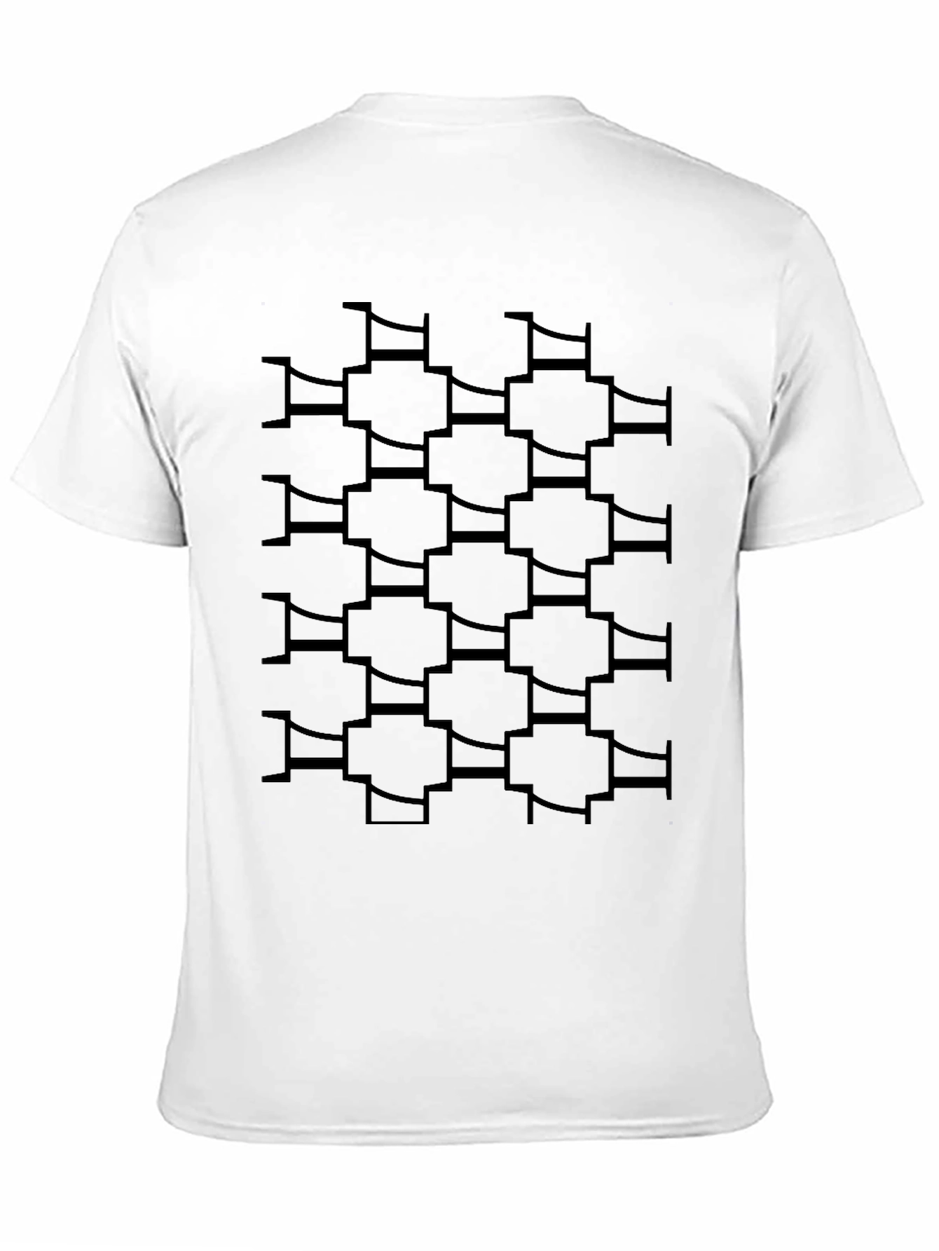 Mens Black T-Shirt with Geometric Print
