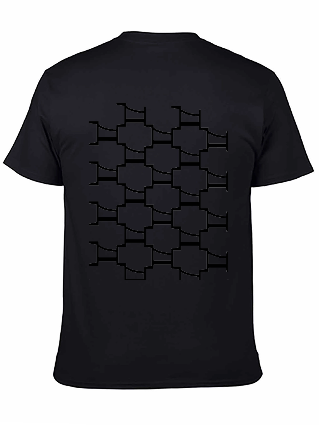 Mens Black T-Shirt with Geometric Print