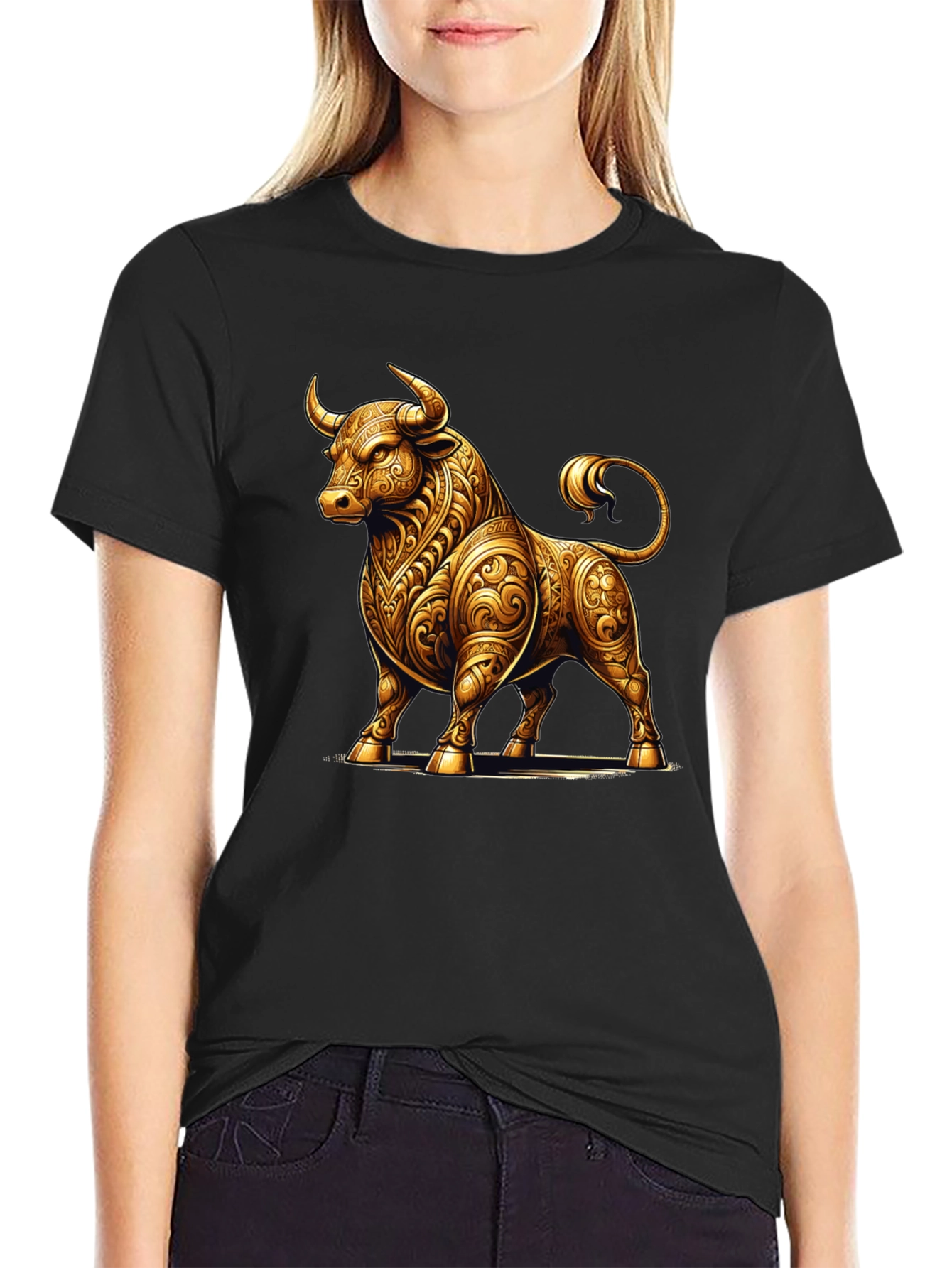Golden Bull Graphic Tee - Stylish Mens T-Shirt