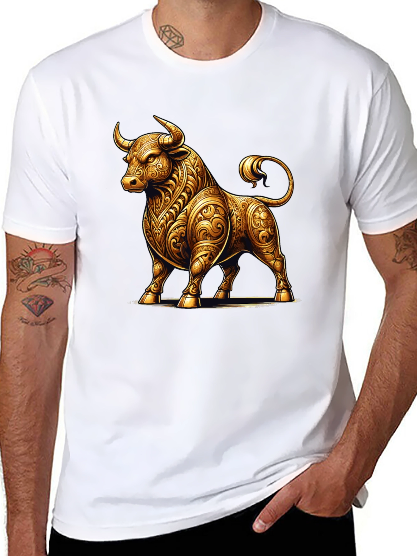 Golden Bull Graphic Tee - Stylish Mens T-Shirt