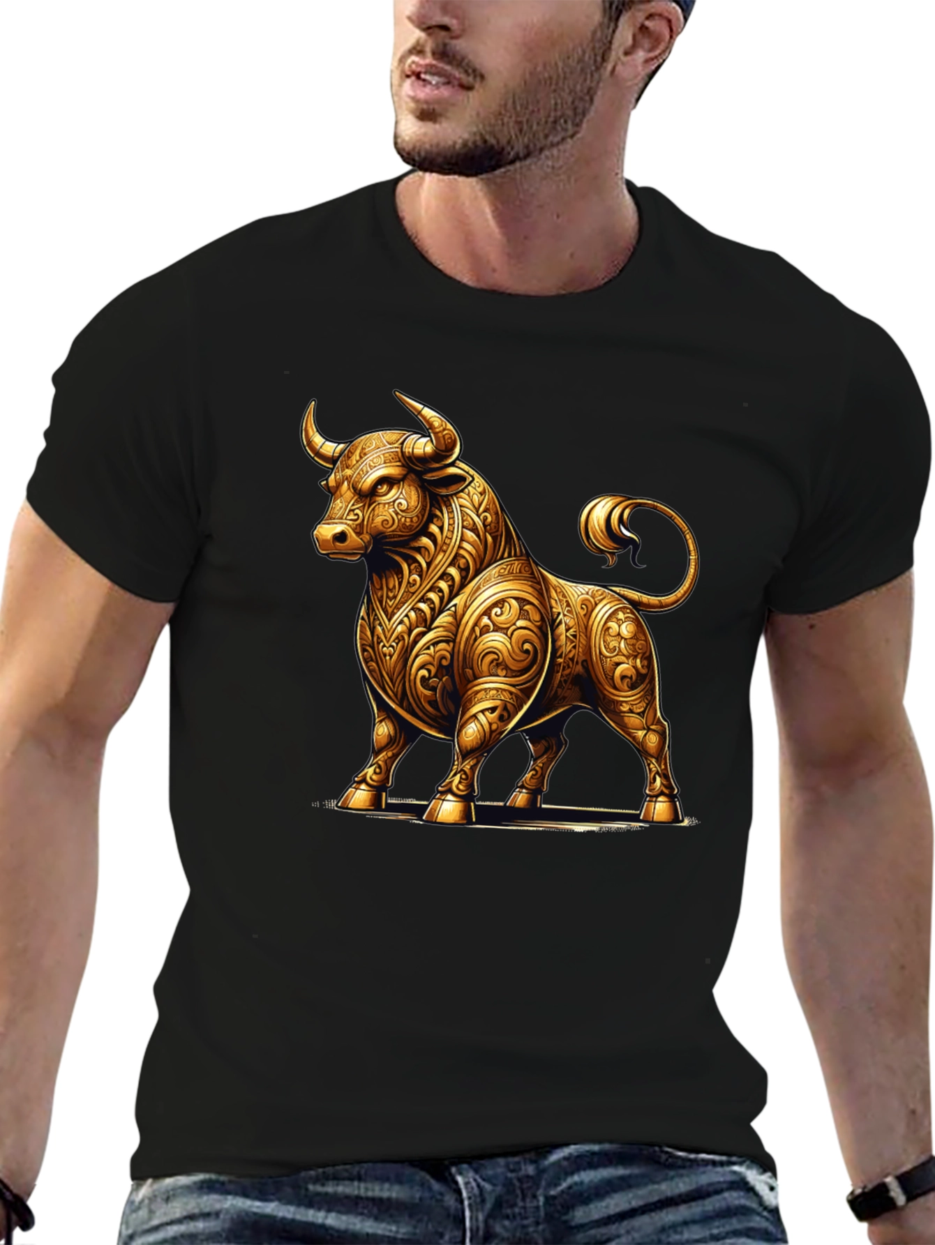 Golden Bull Graphic Tee - Stylish Mens T-Shirt