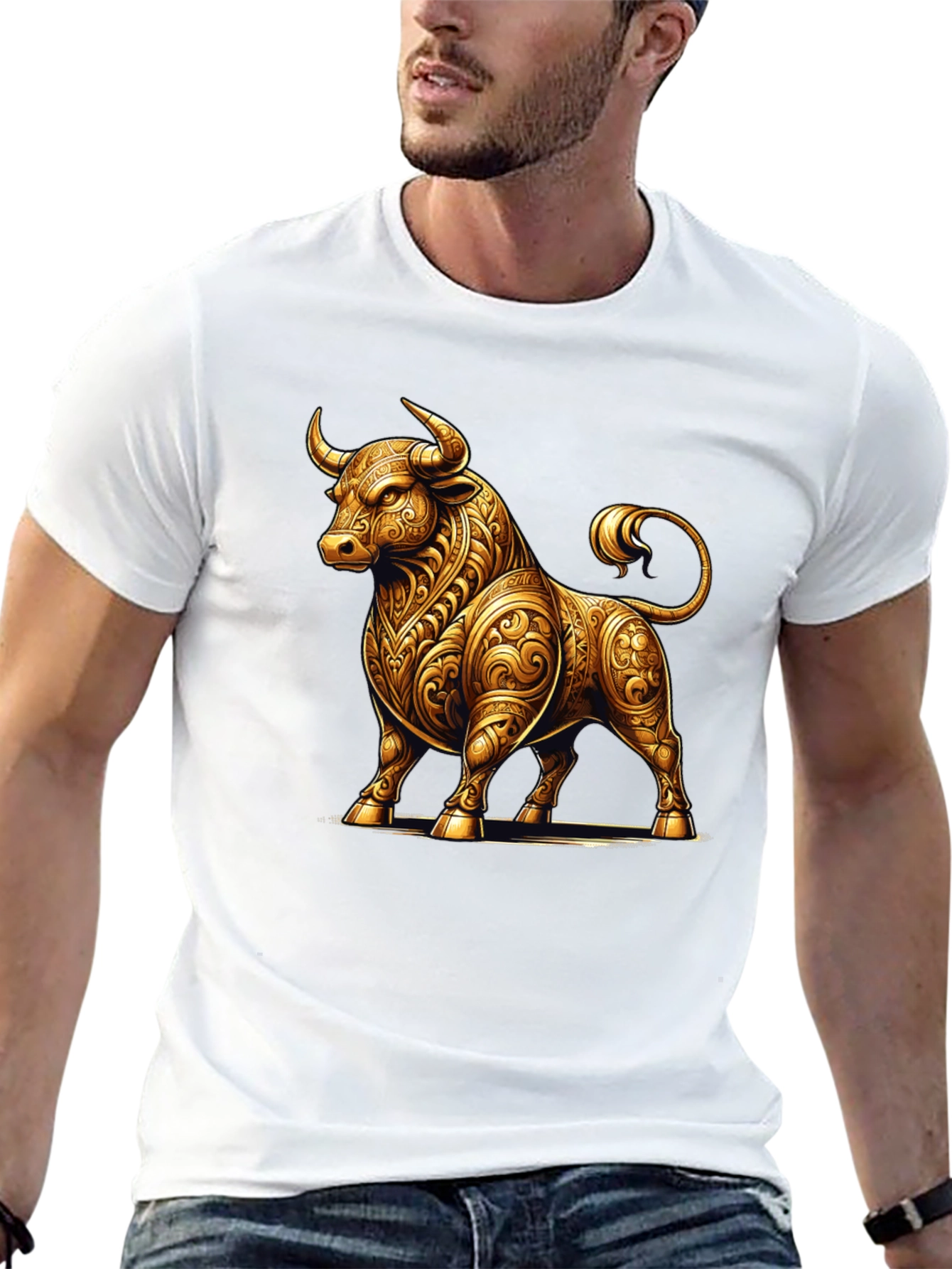 Golden Bull Graphic Tee - Stylish Mens T-Shirt