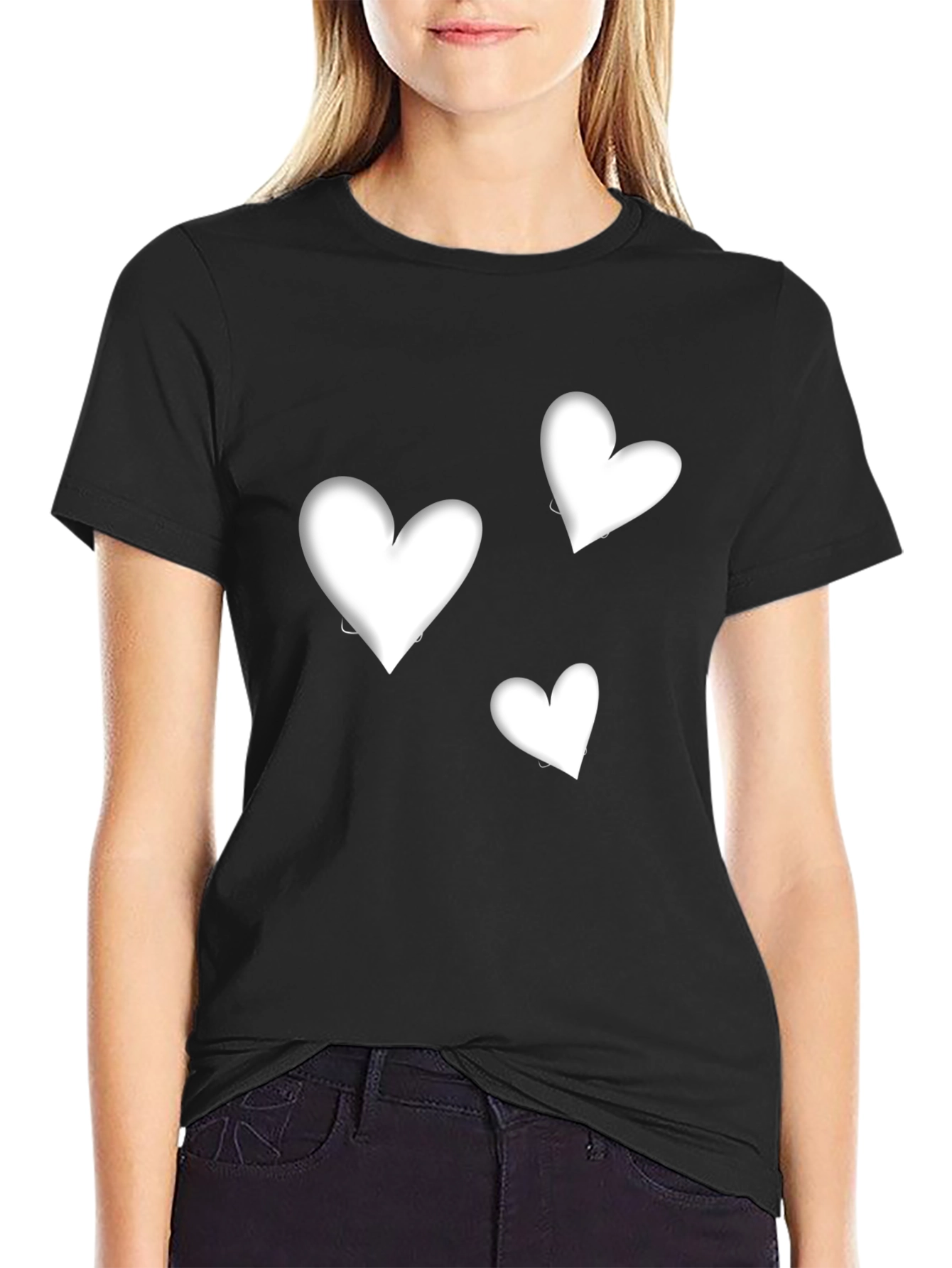 Heart Graphic Black T-Shirt - Stylish Casual Wear