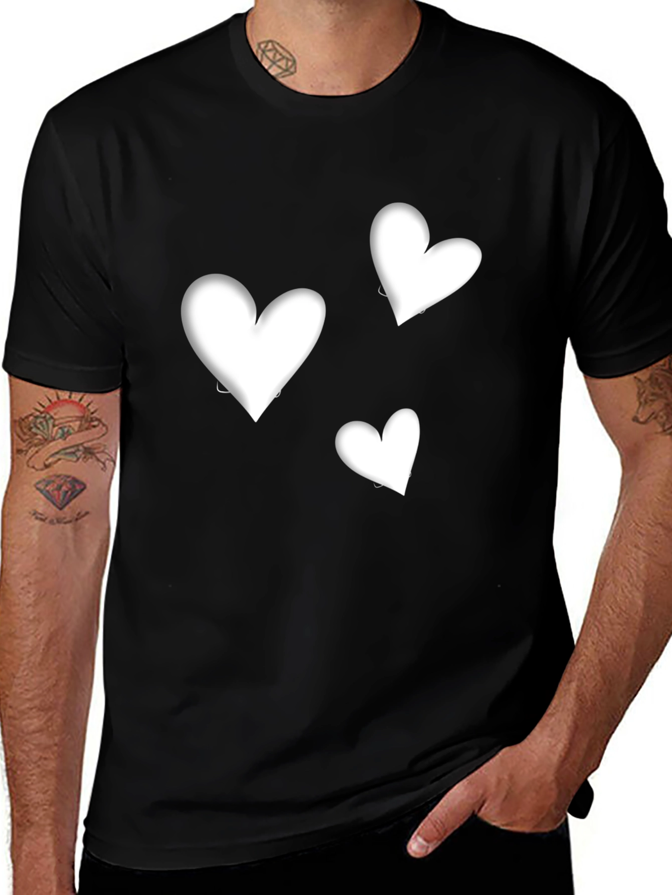 Heart Graphic Black T-Shirt - Stylish Casual Wear