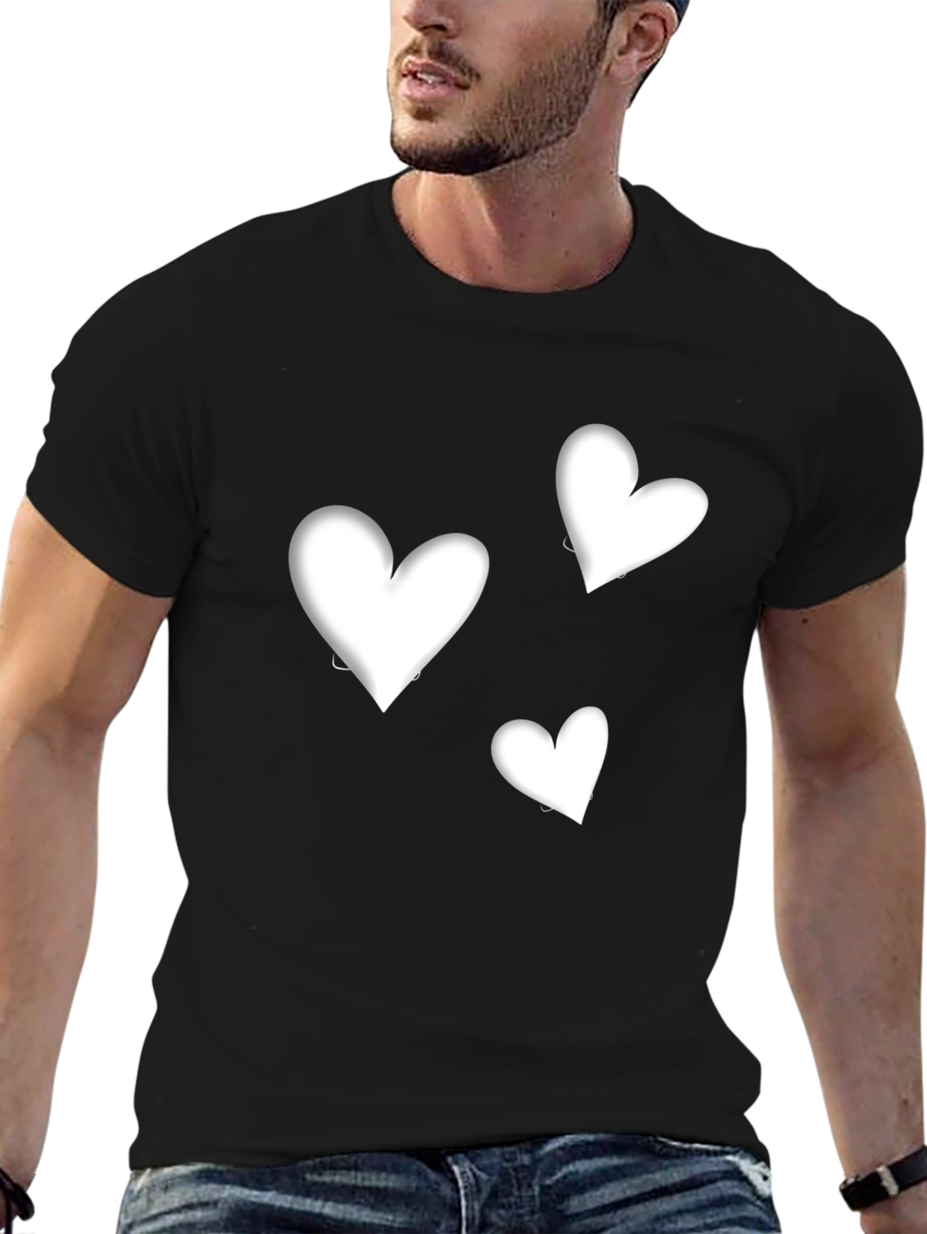 Heart Graphic Black T-Shirt - Stylish Casual Wear