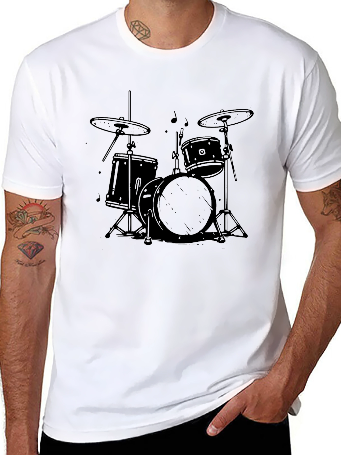 Drum Kit Graphic Tee - Rock and Roll T-Shirt